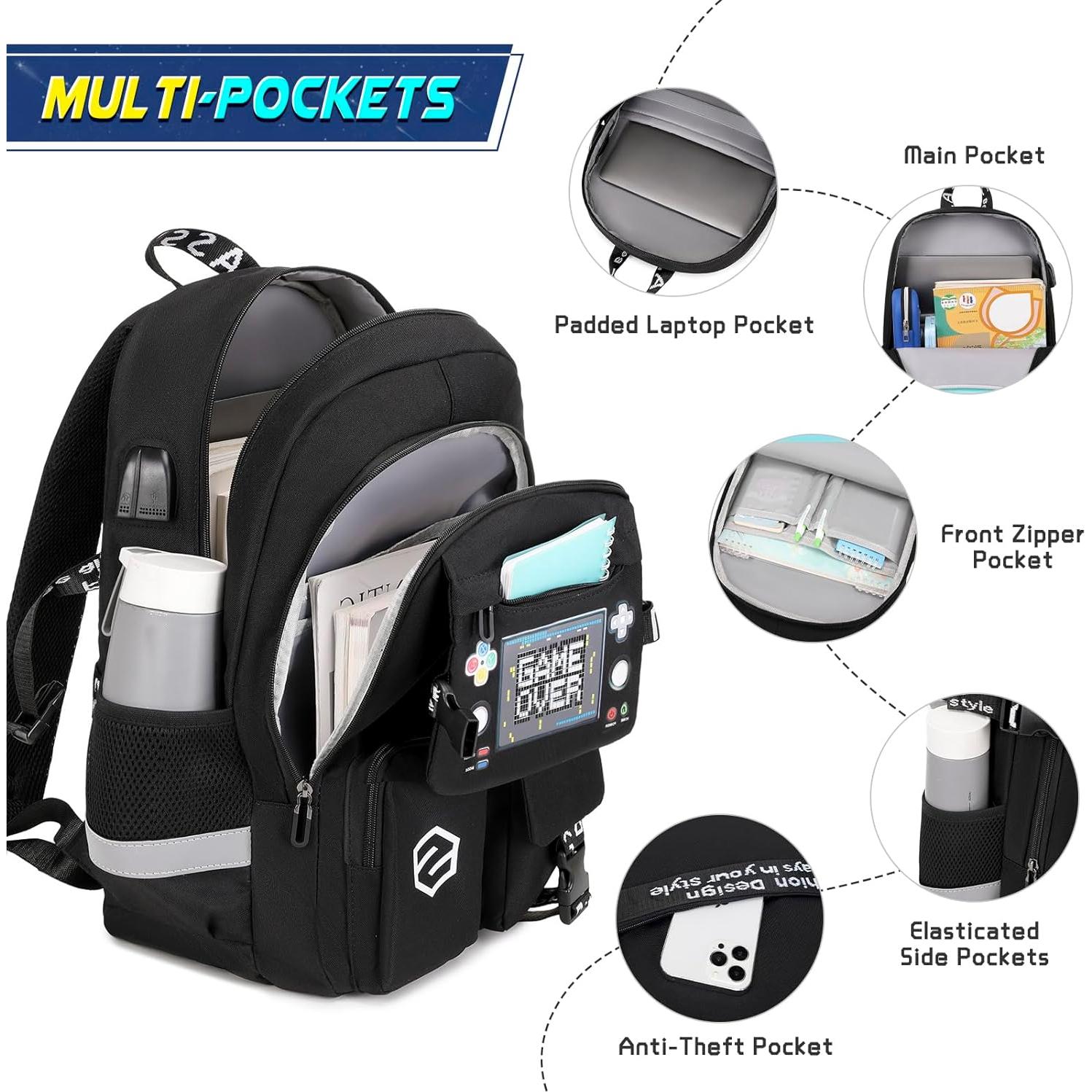 Mochila Escolar Luminiscente Niños Sco-kb-14yxbk con Almuerzo