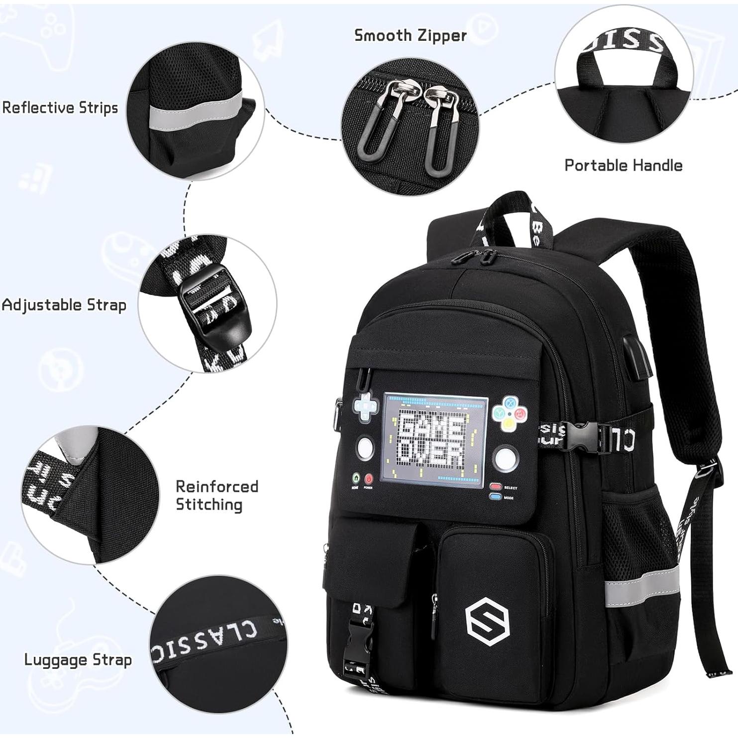 Mochila Escolar Luminiscente Niños Sco-kb-14yxbk con Almuerzo