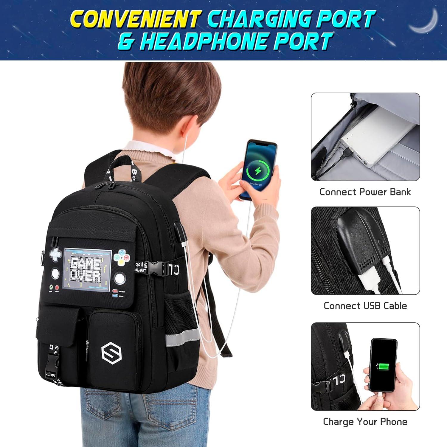 Mochila Escolar Luminiscente Niños Sco-kb-14yxbk con Almuerzo