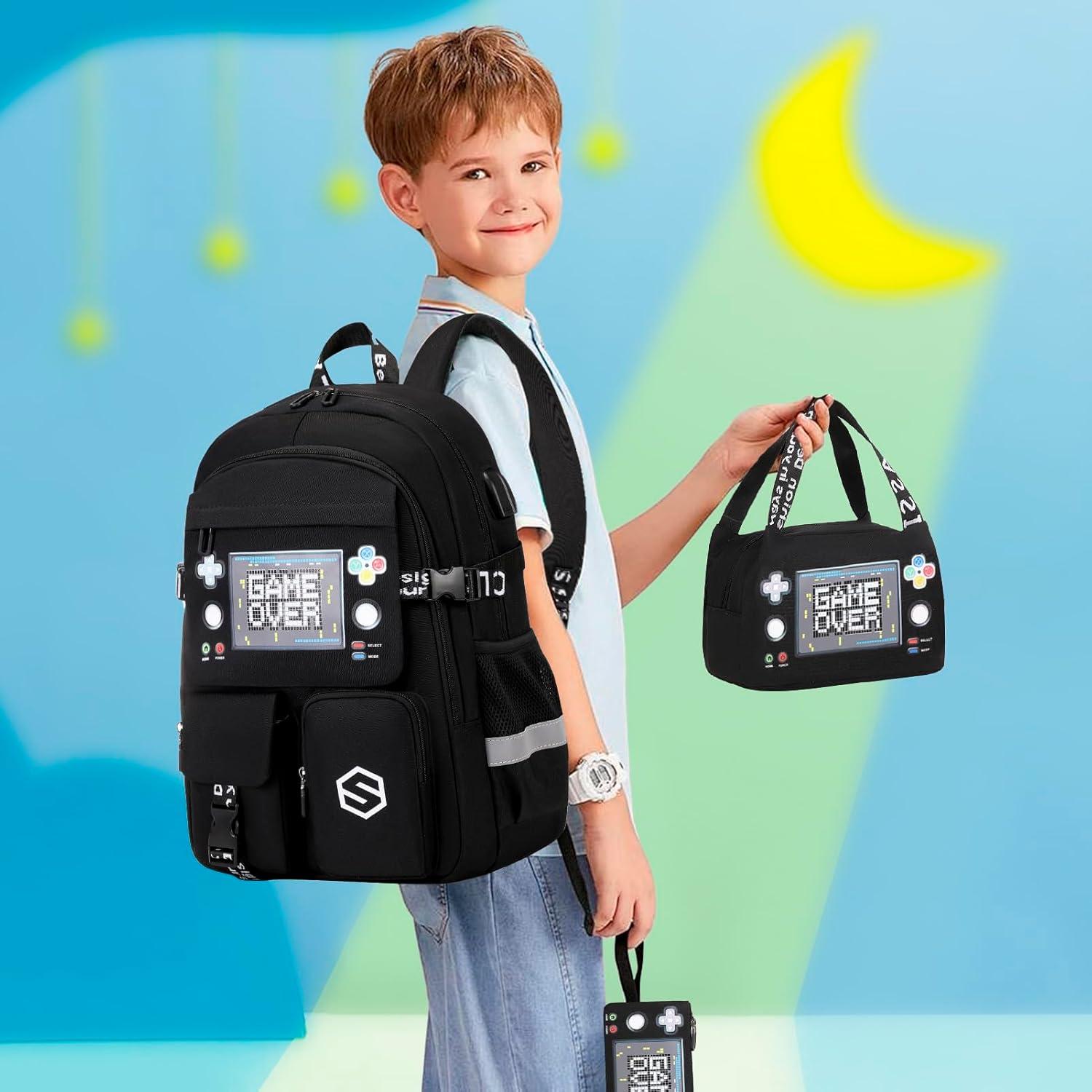 Mochila Escolar Luminiscente Niños Sco-kb-14yxbk con Almuerzo