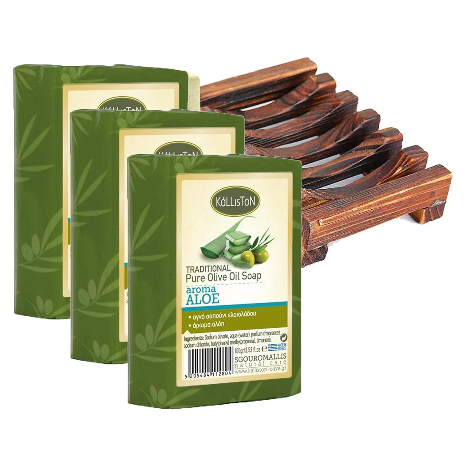 Jabón Natural de Oliva y Aloe Ellora - Hidratante 3 Piezas