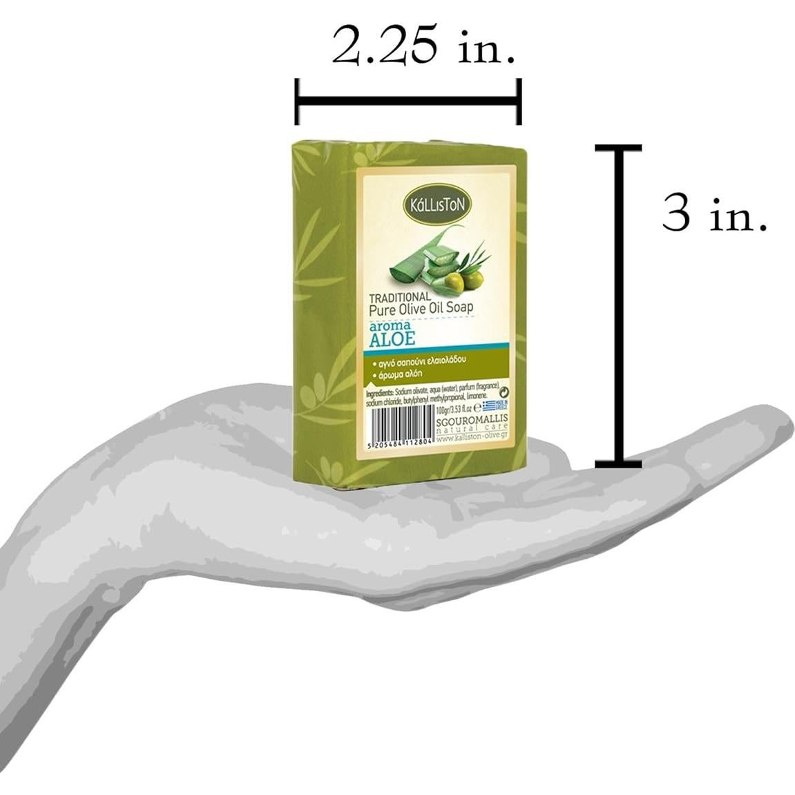 Jabón Natural de Oliva y Aloe Ellora - Hidratante 3 Piezas