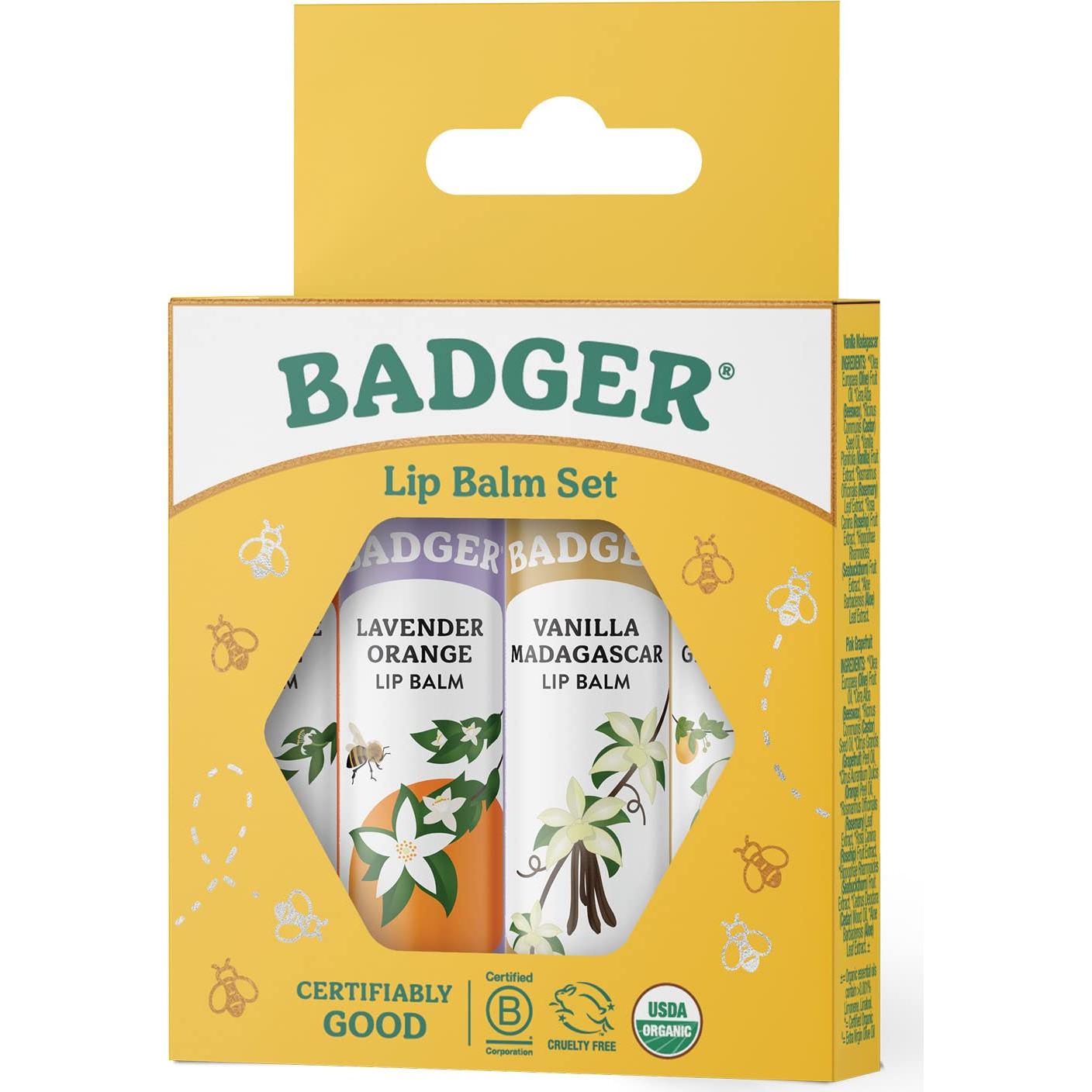 Conjunto de Balsamos Labiales Orgánicos Badger - 4 Sabores