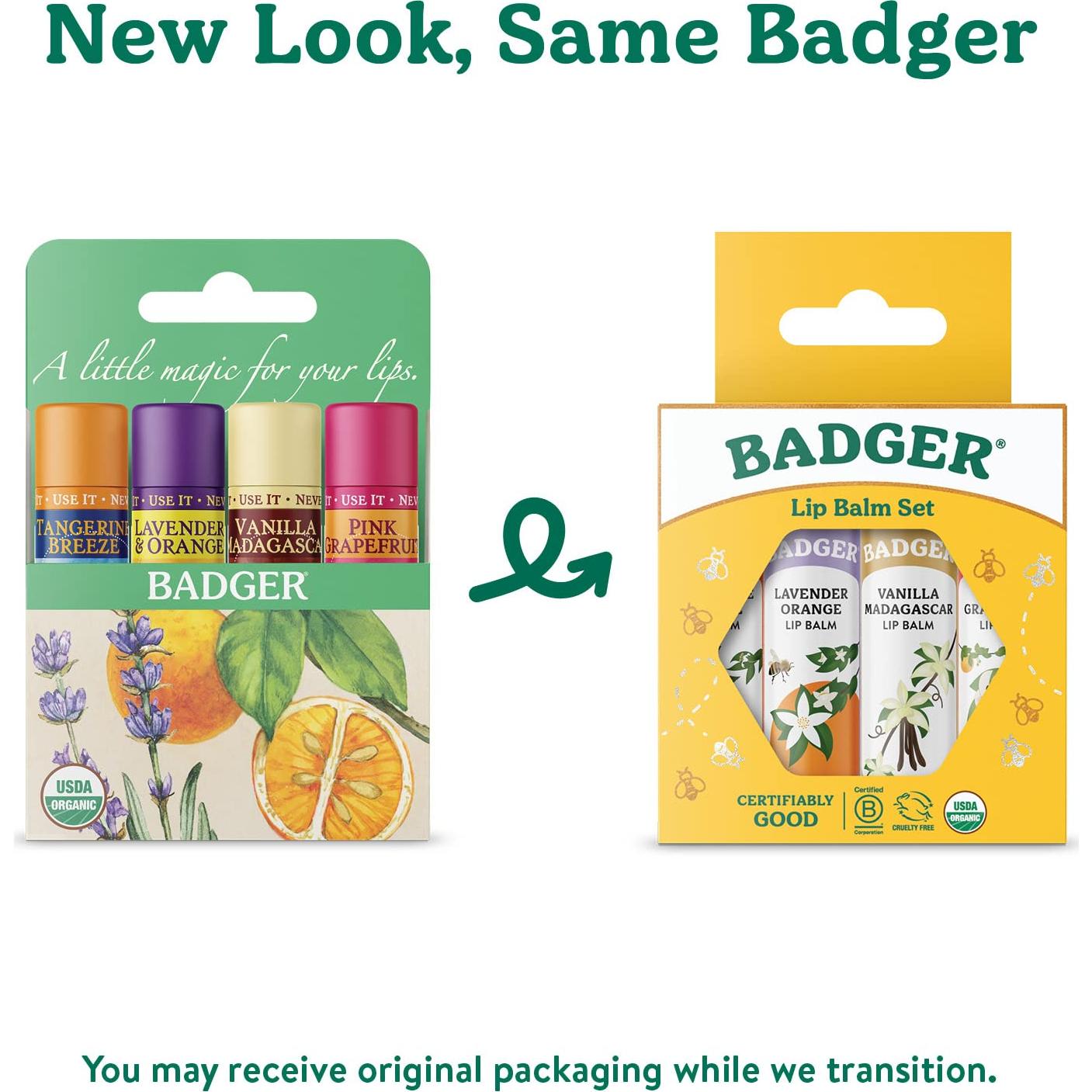 Conjunto de Balsamos Labiales Orgánicos Badger - 4 Sabores