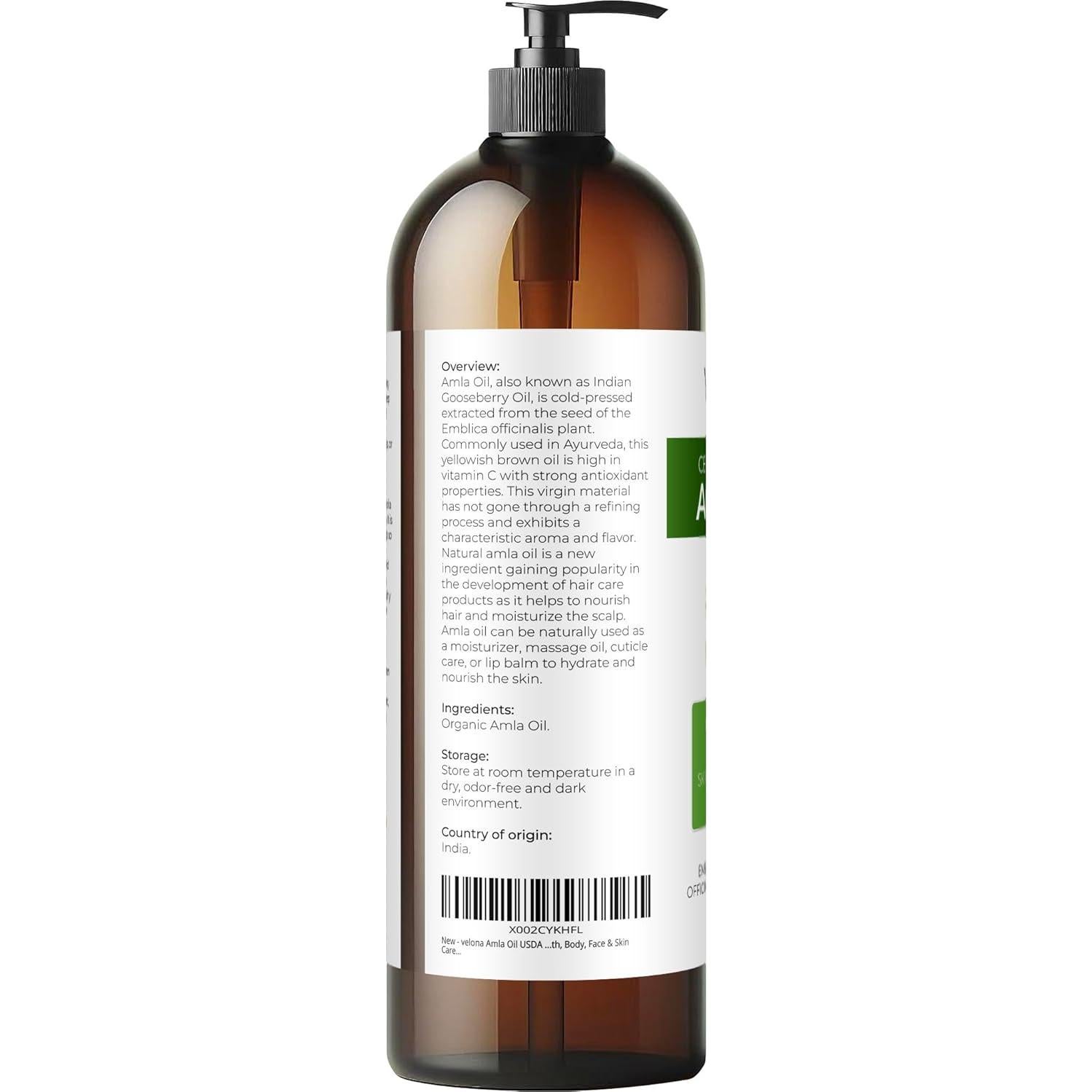 Aceite de Amla Orgánico Velona 946ml - 100% Puro y Natural