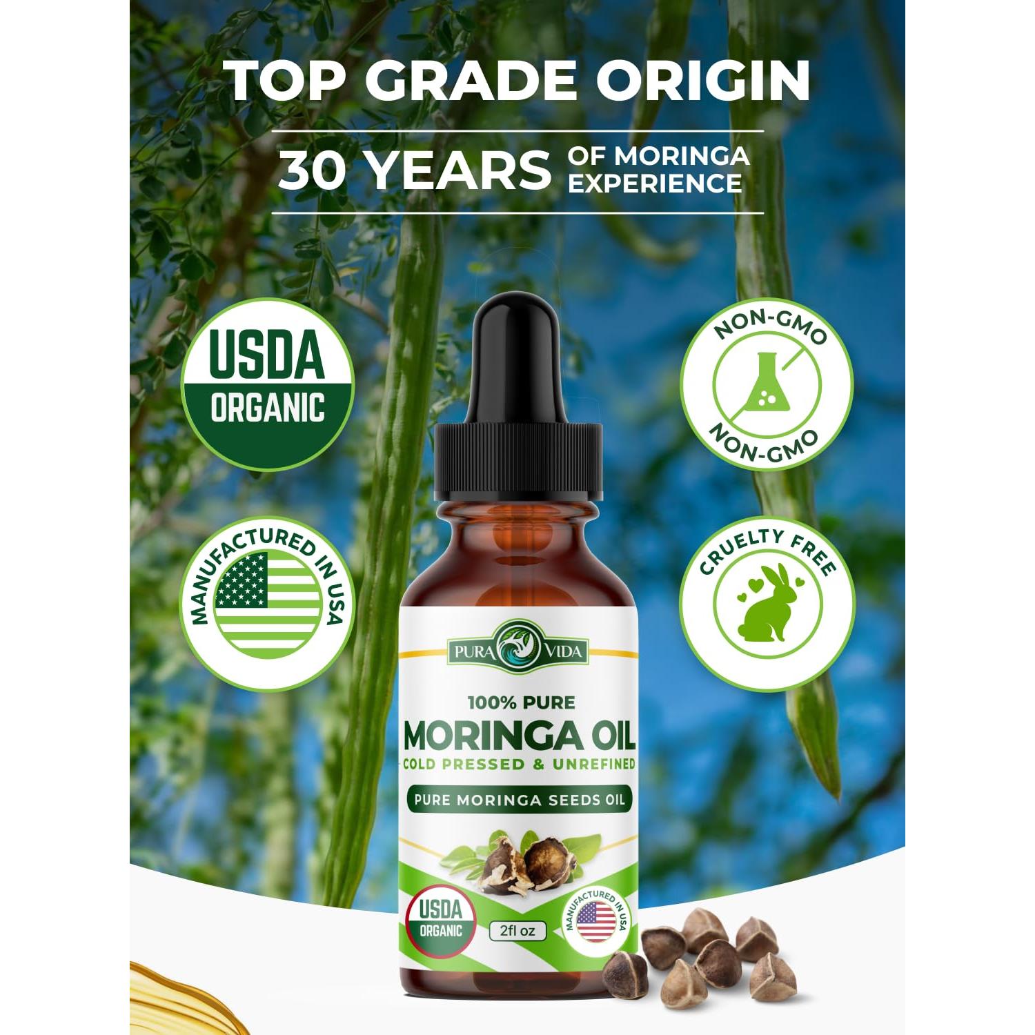 Aceite de Semilla de Moringa Orgánico Pura Vida 60 ml - Piel y Cabello