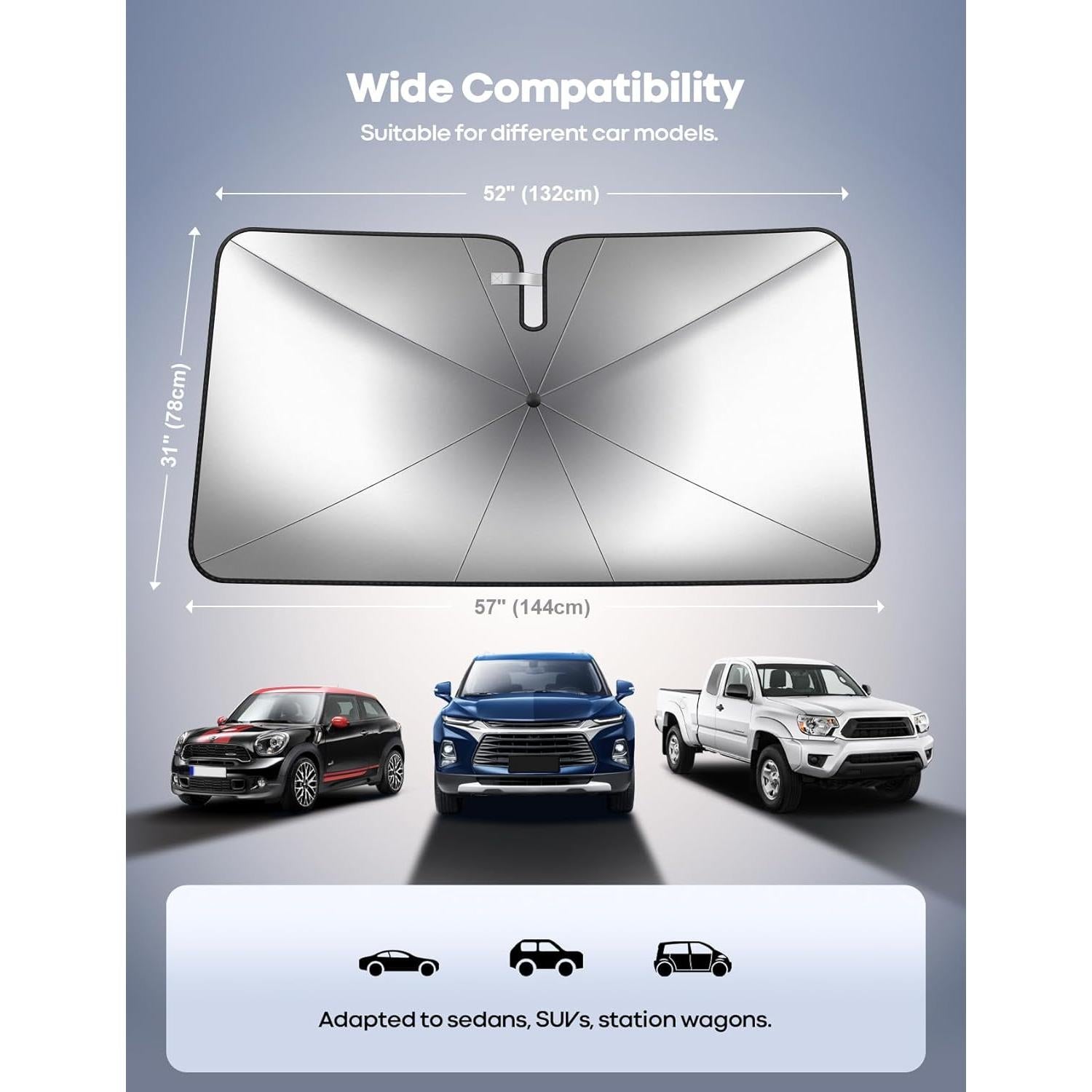 Lamicall Parasol de Coche 5 Capas UV 38x80 cm Aislamiento