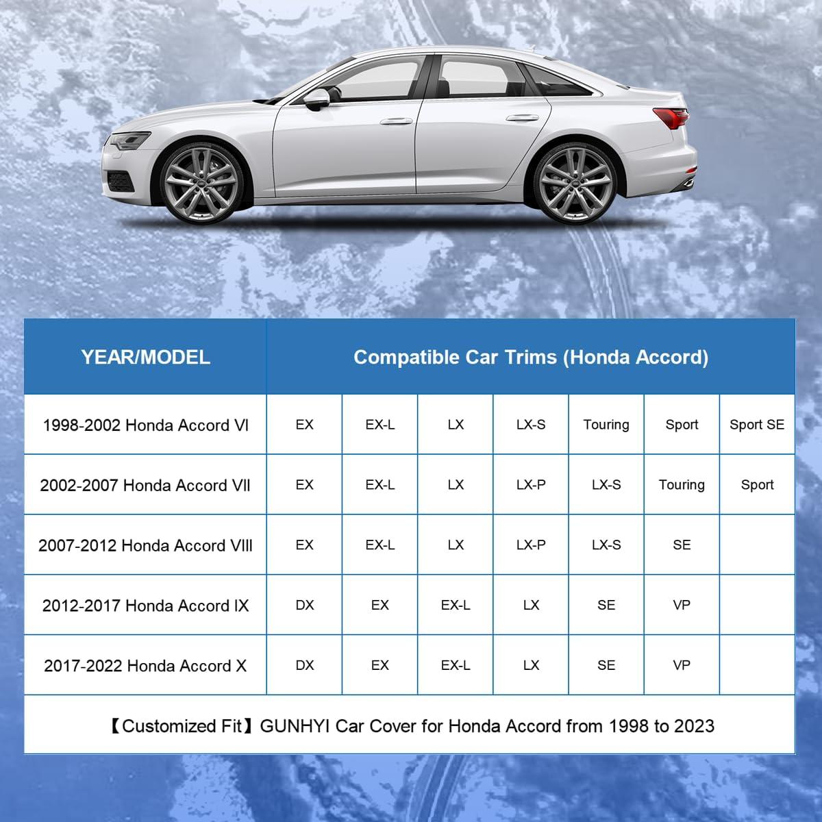 Cubierta de coche GUNHYI para Honda Accord 1.36kg Impermeable