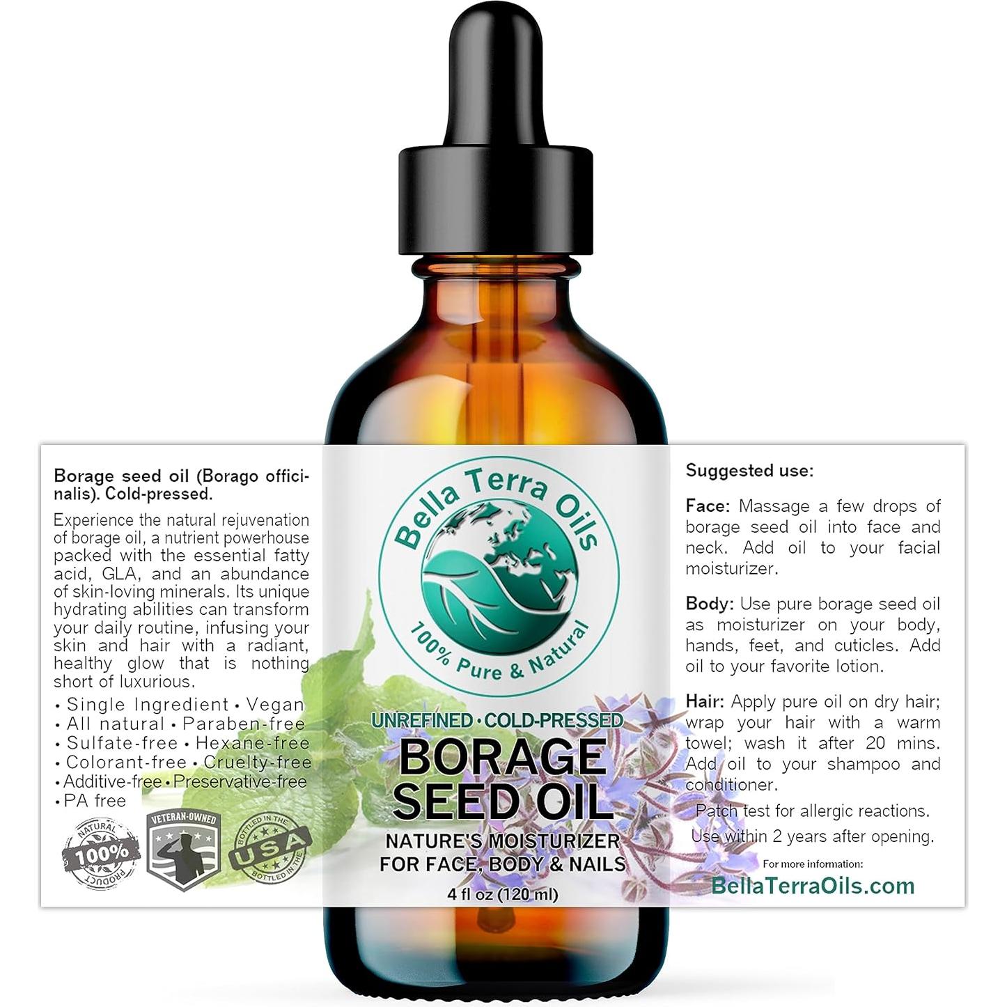 Aceite de Semilla de Borraja Orgánico Bella Terra 118 ml - Rico en GLA