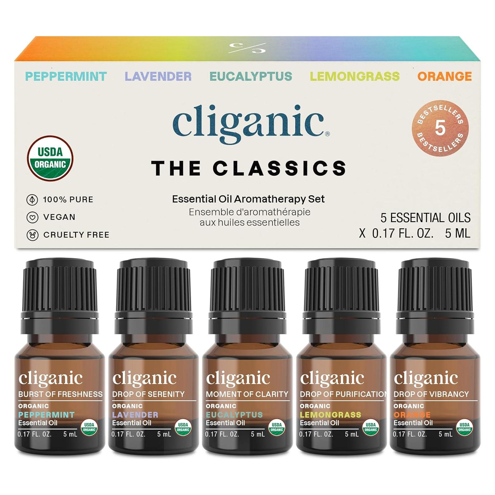 Set de Aceites Esenciales Orgánicos Cliganic - 5 Piezas 100% Puro