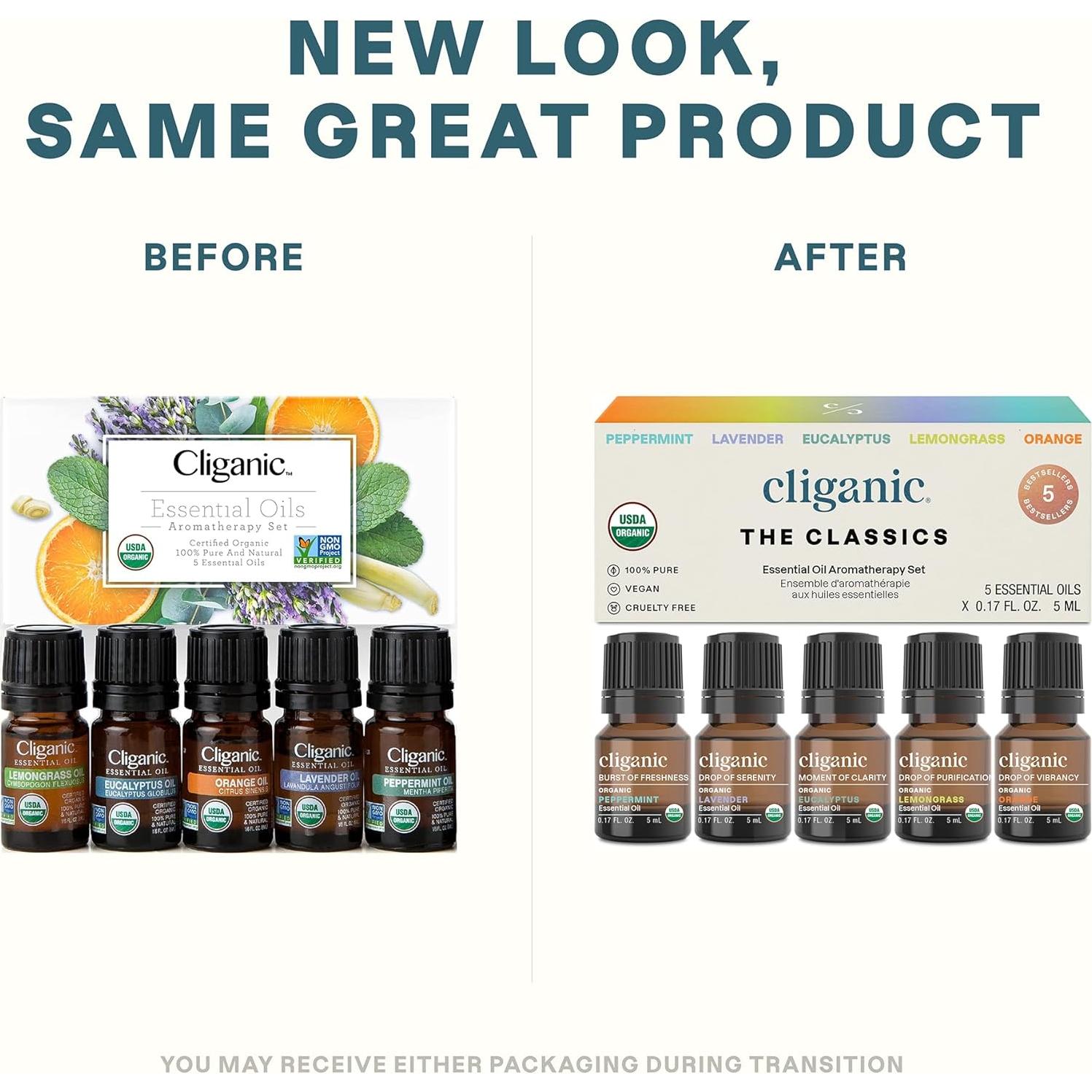 Set de Aceites Esenciales Orgánicos Cliganic - 5 Piezas 100% Puro