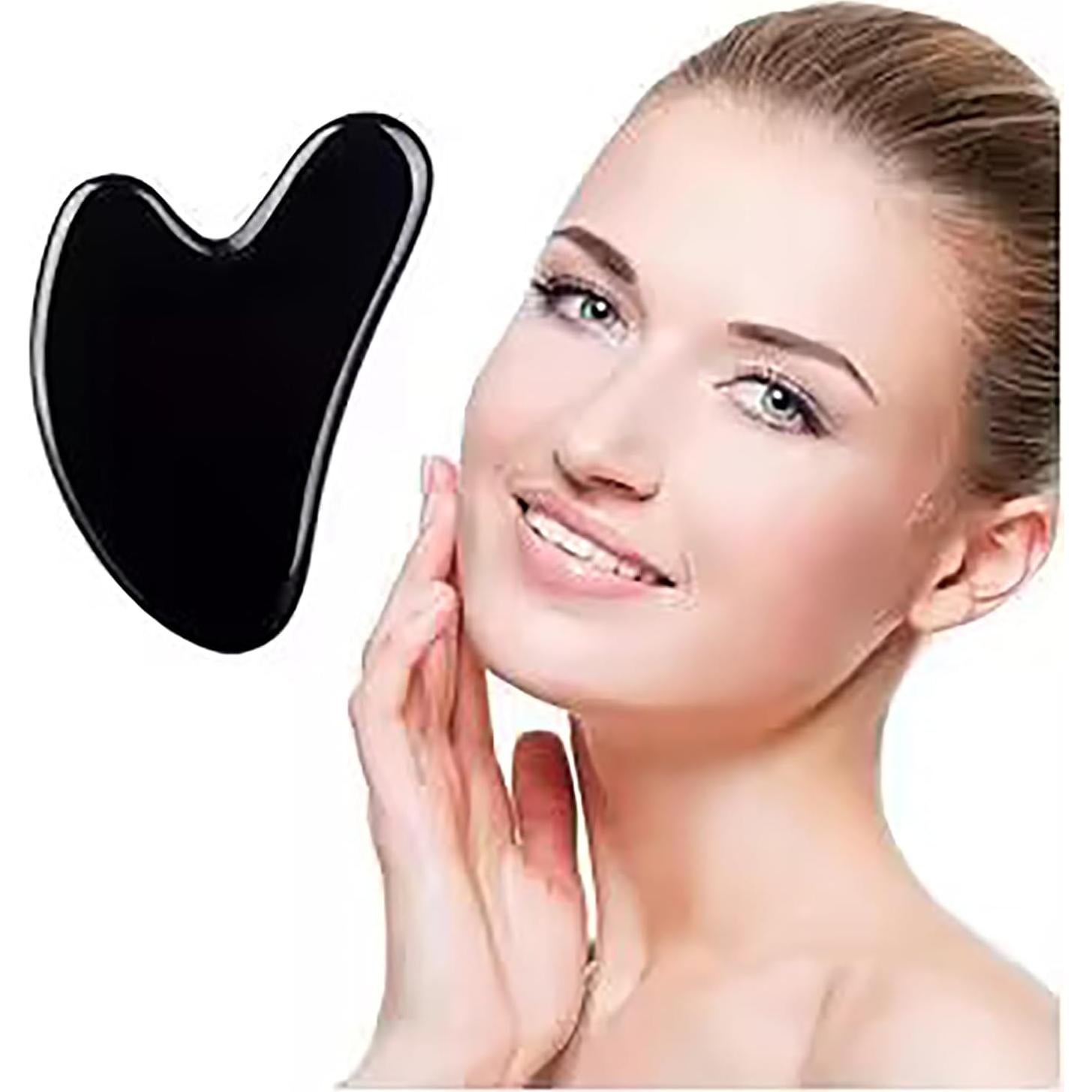Herramienta Gua Sha Facial FUANKANG Obsidiana Negra para Piel