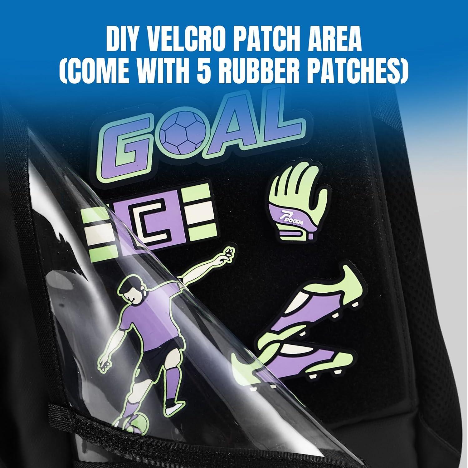 Mochila de Fútbol POIXM Negra 45L con Compartimentos y Velcro