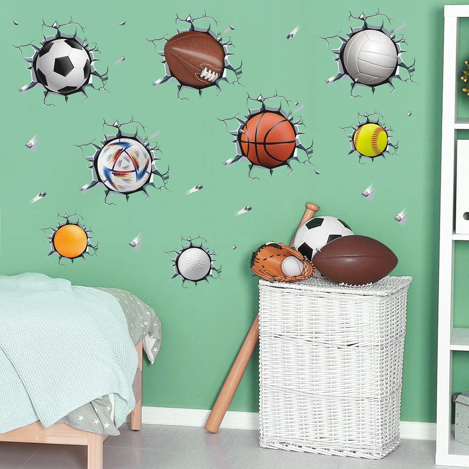 Calcomanías de Pared 3D Pelotas Deportivas Supzone 30x20cm