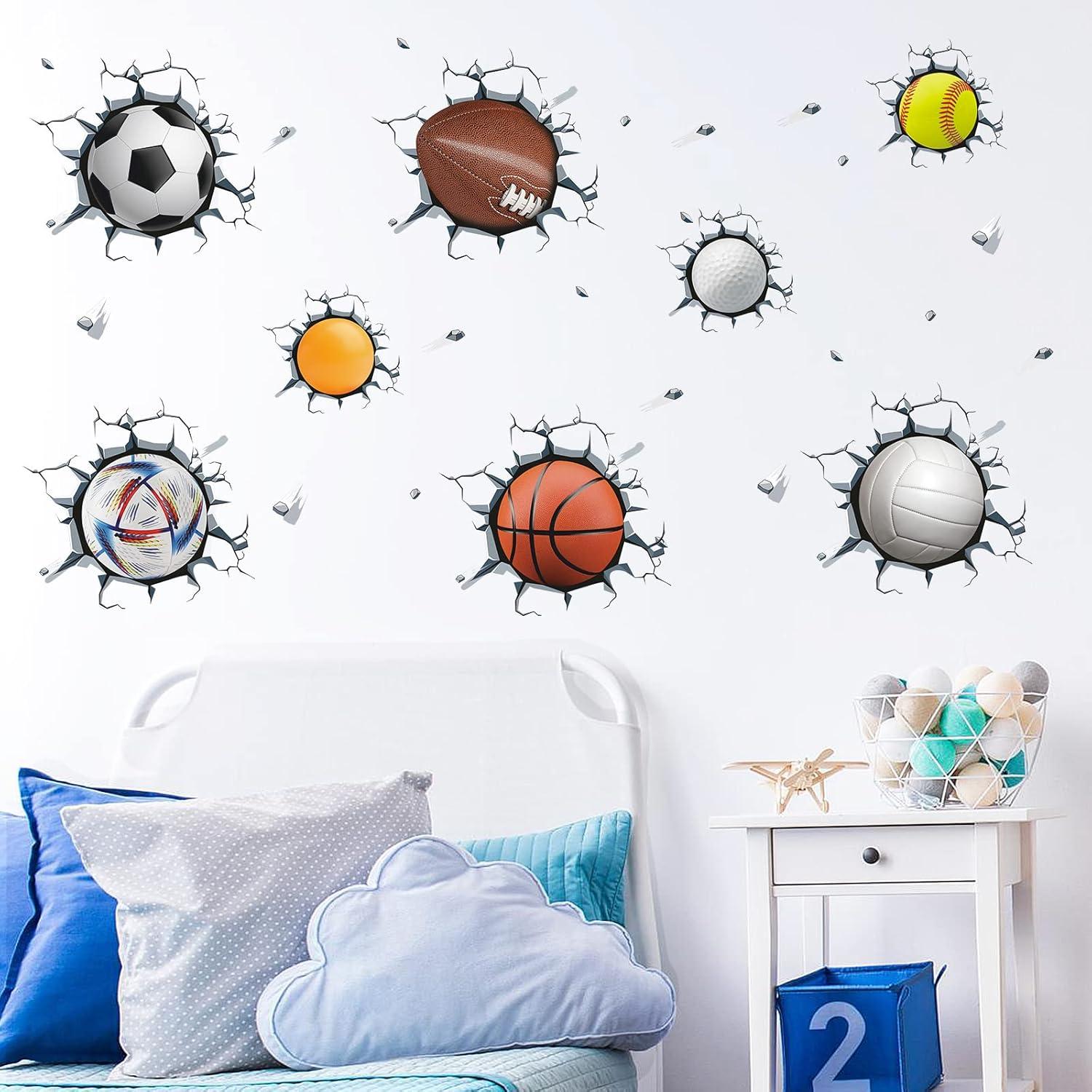 Calcomanías de Pared 3D Pelotas Deportivas Supzone 30x20cm