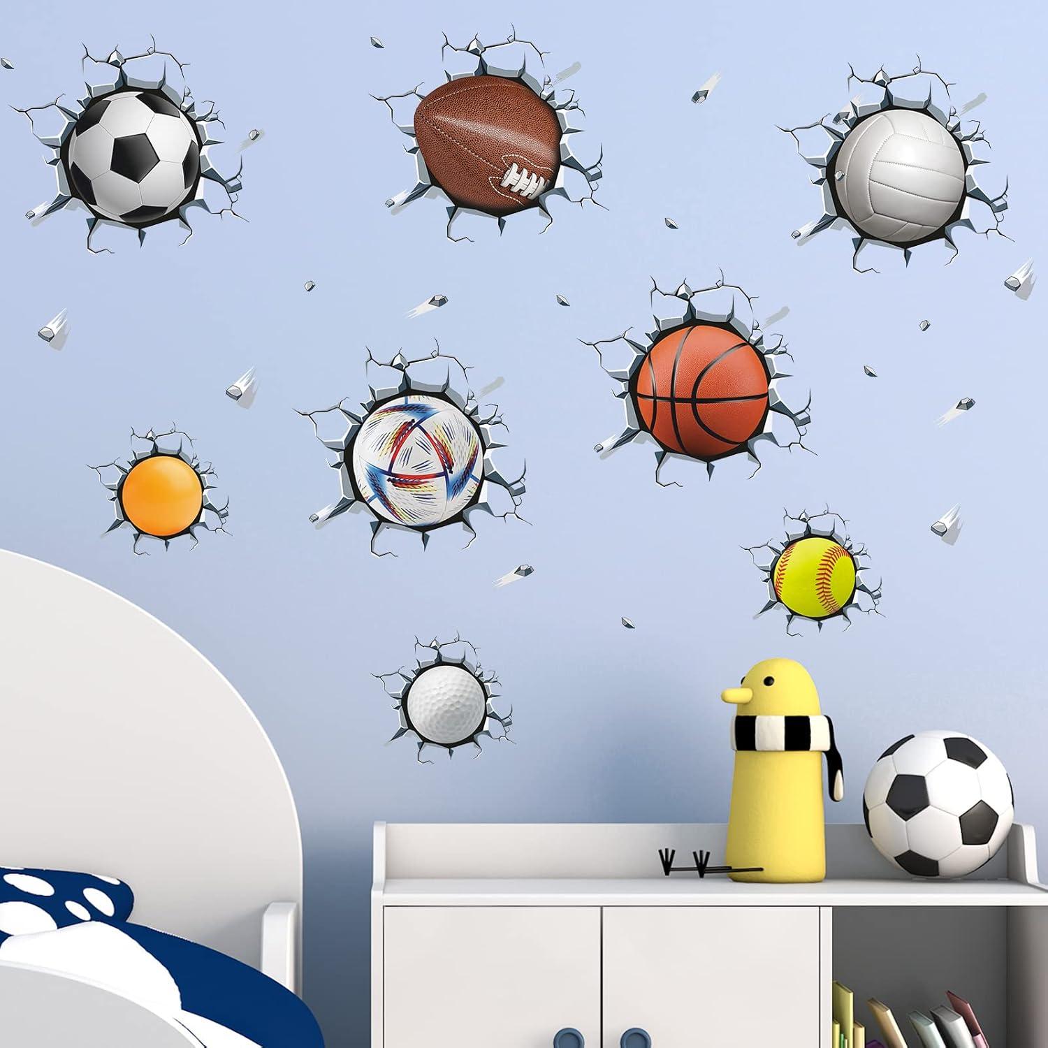 Calcomanías de Pared 3D Pelotas Deportivas Supzone 30x20cm