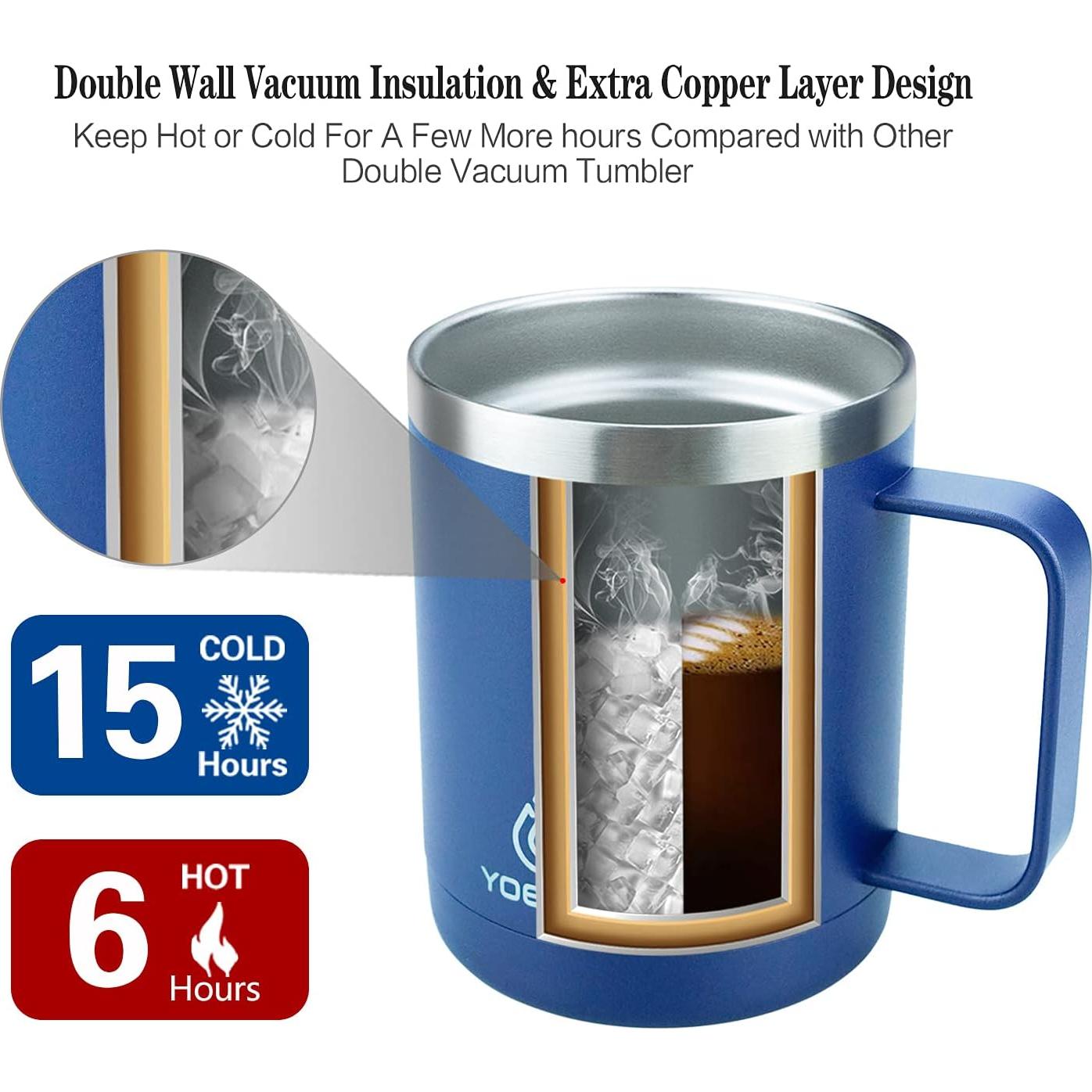 Taza de Café Aislada al Vacío Yoelike 396g Azul Marino