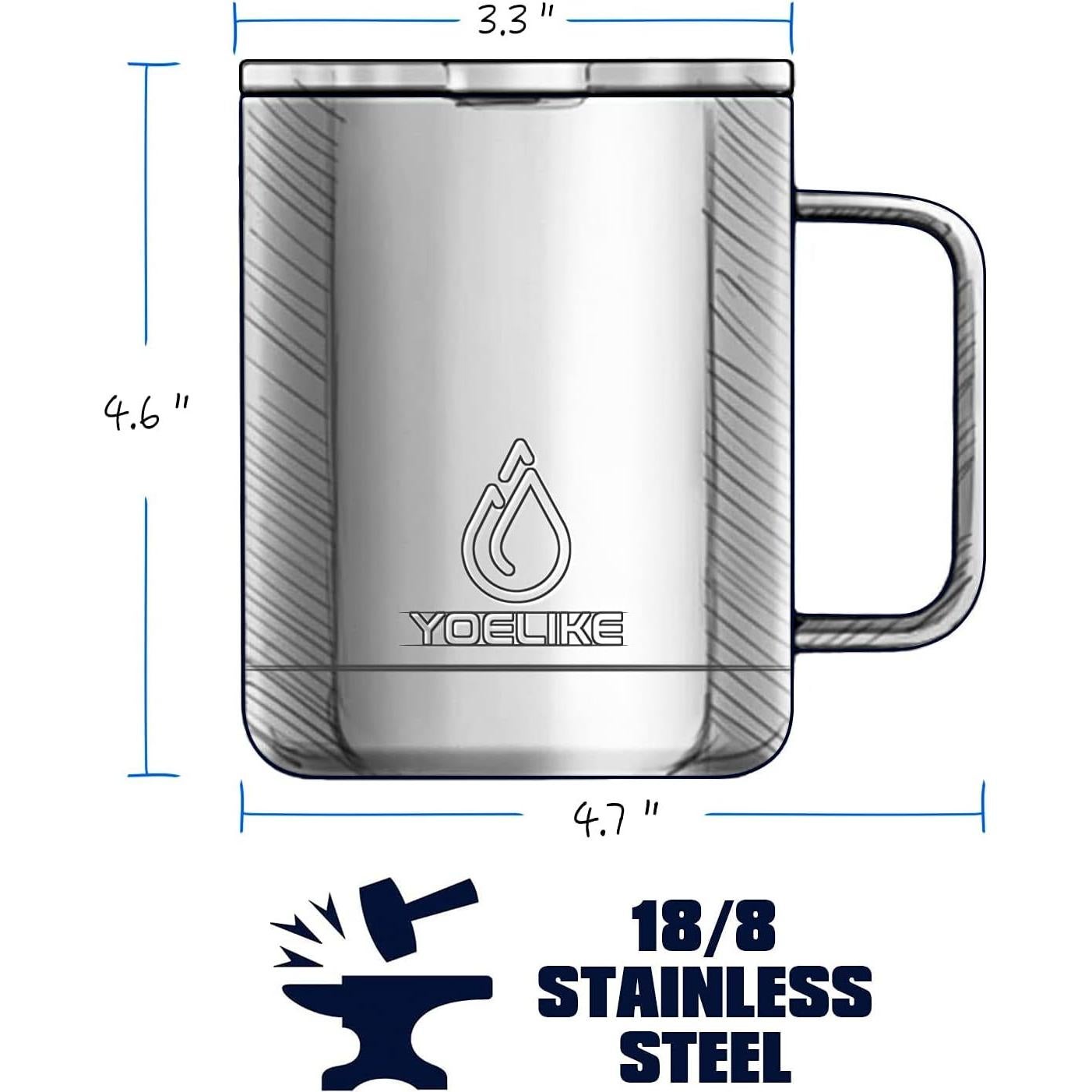 Taza de Café Aislada al Vacío Yoelike 396g Azul Marino