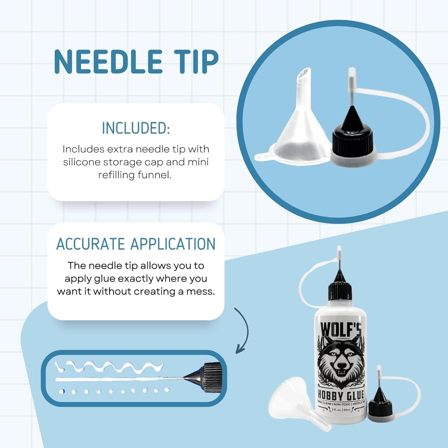 Pegamento Hobby Wolf 59ml con Punta de Aguja - Secado Transparente