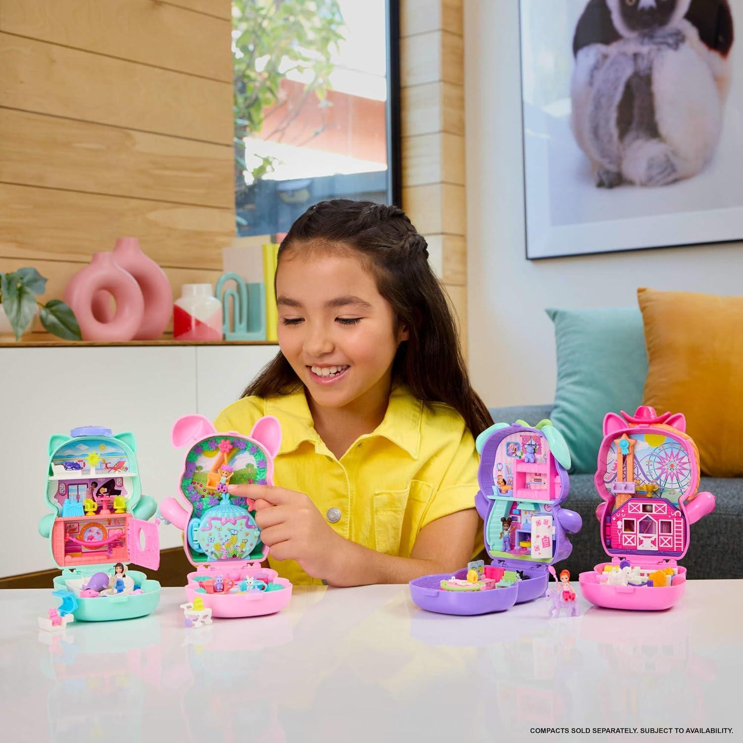 Compacto Rodeo de Ponis Polly Pocket con 1 Muñeca y Accesorios