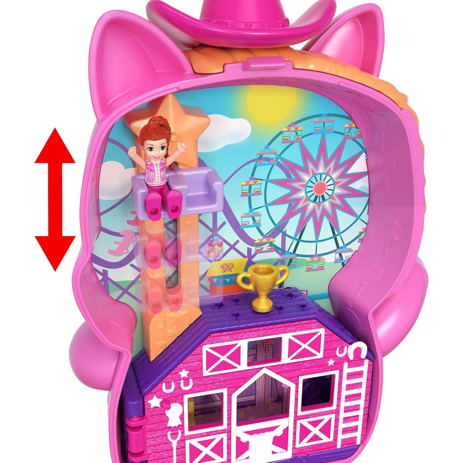 Compacto Rodeo de Ponis Polly Pocket con 1 Muñeca y Accesorios