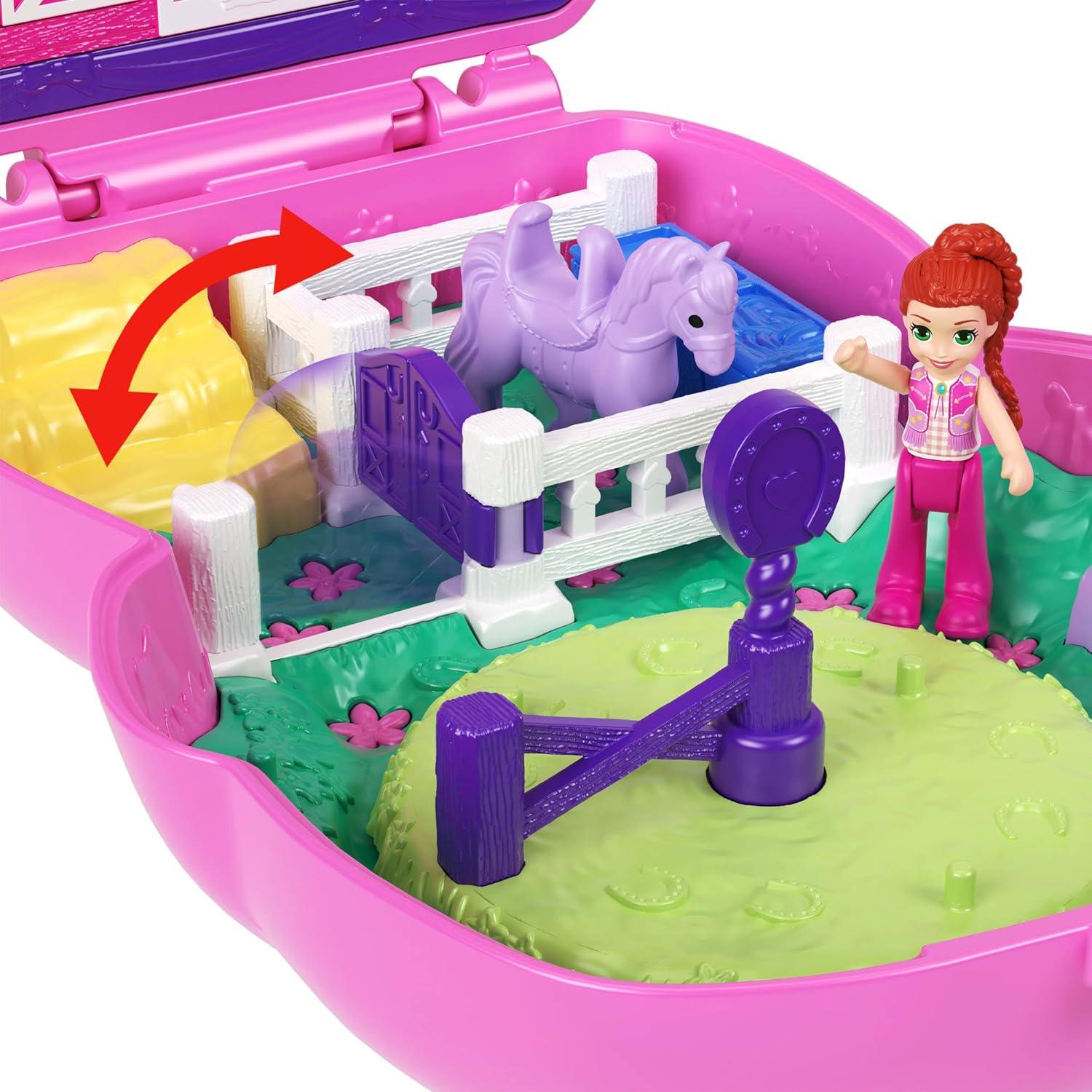 Compacto Rodeo de Ponis Polly Pocket con 1 Muñeca y Accesorios