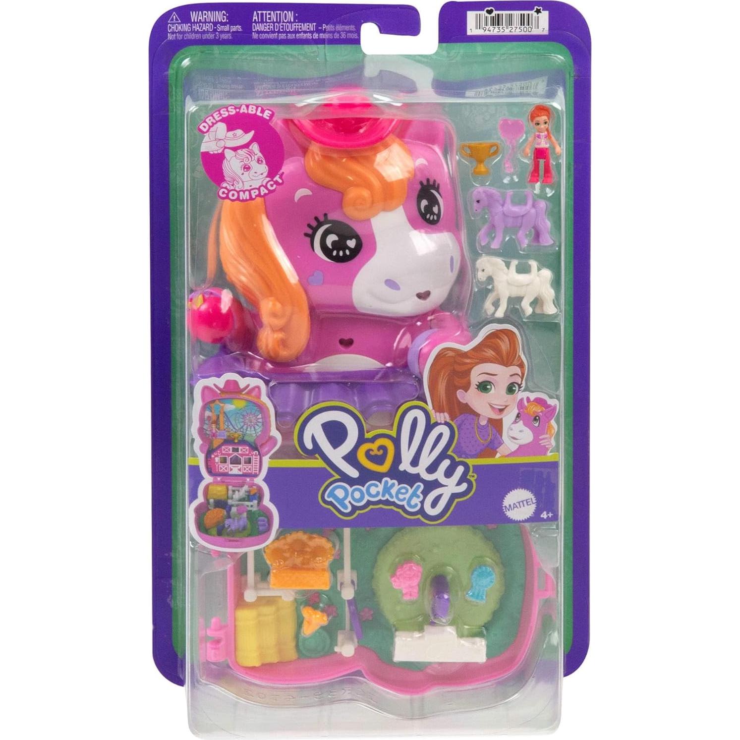 Compacto Rodeo de Ponis Polly Pocket con 1 Muñeca y Accesorios
