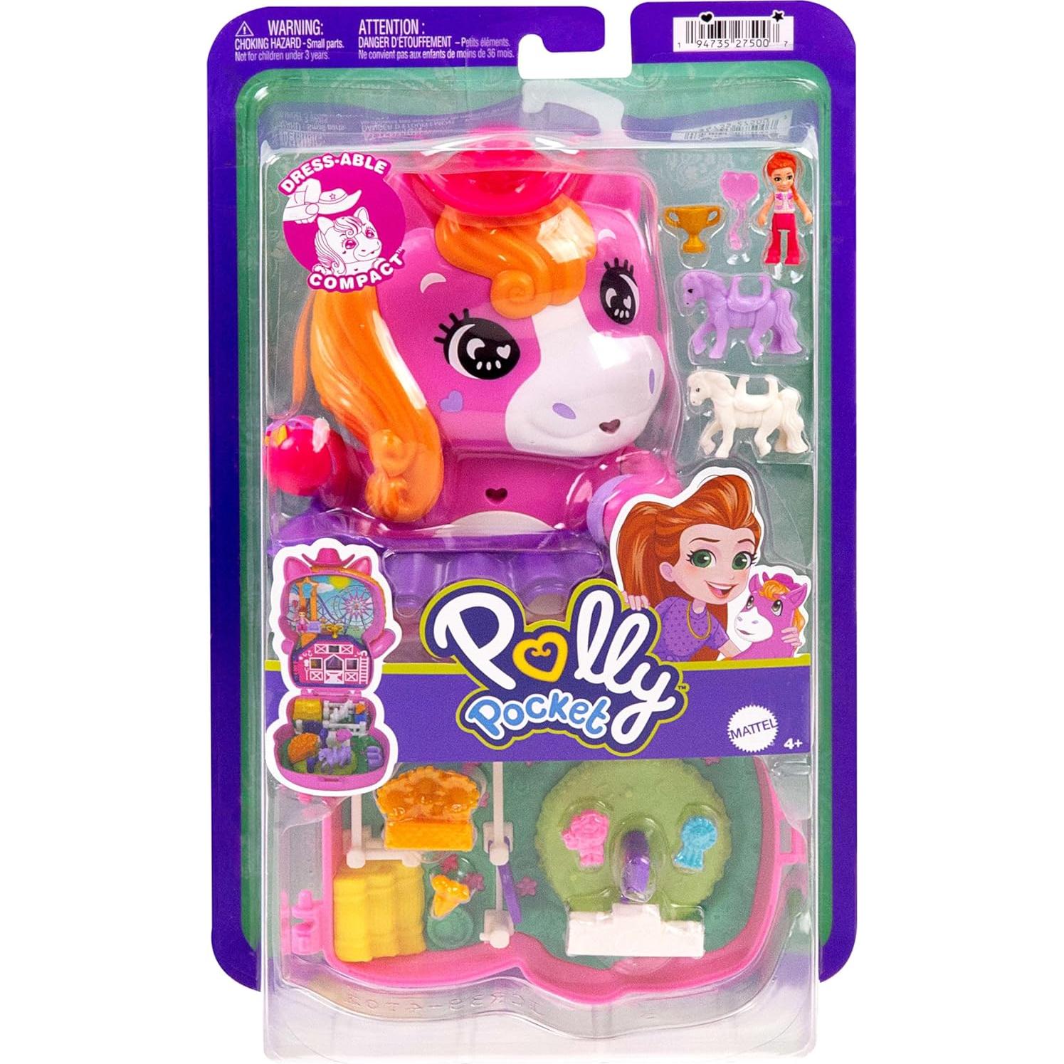 Compacto Rodeo de Ponis Polly Pocket con 1 Muñeca y Accesorios