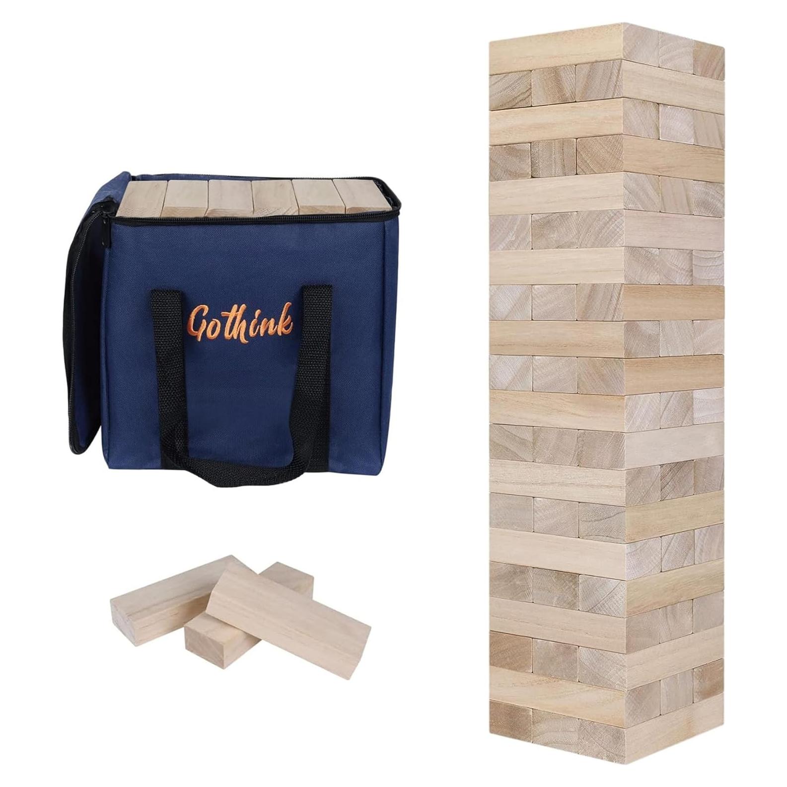 Juego de Torre de Caída Gigante GOTHINK 60 Piezas Madera 0.97 m