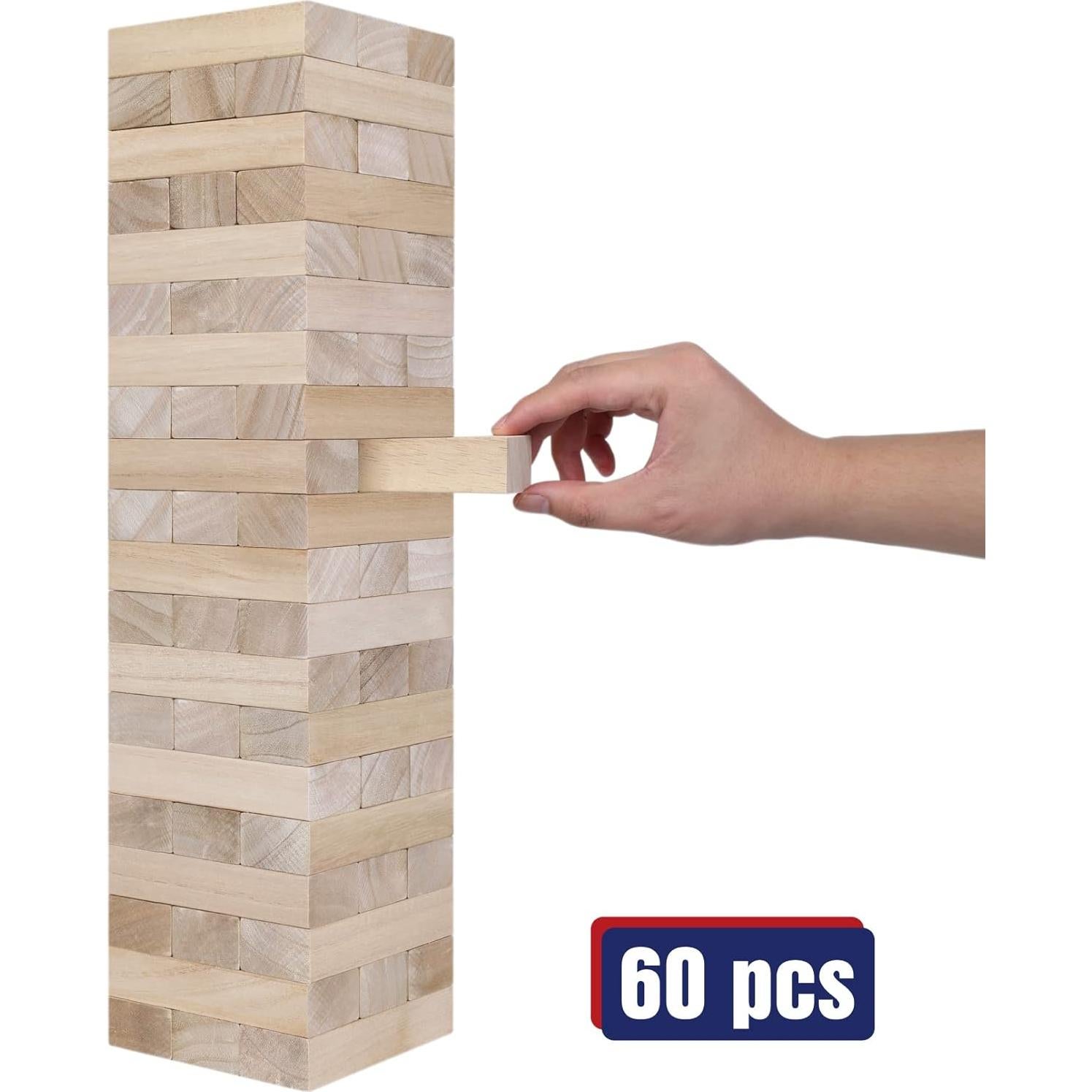 Juego de Torre de Caída Gigante GOTHINK 60 Piezas Madera 0.97 m