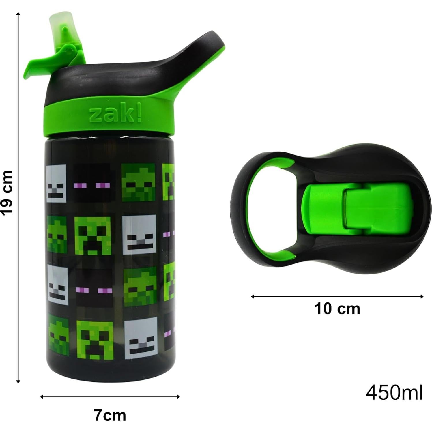 Botella de Agua Minecraft Atlantic 450ML Ecológica con Popote