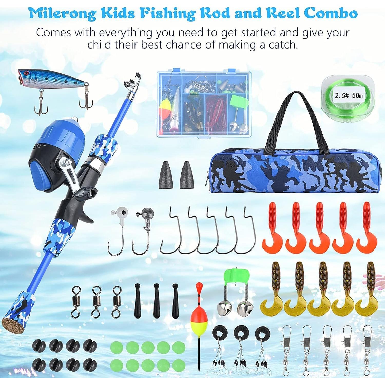 Caña de Pescar Telescópica Milerong 1.2m para Niños