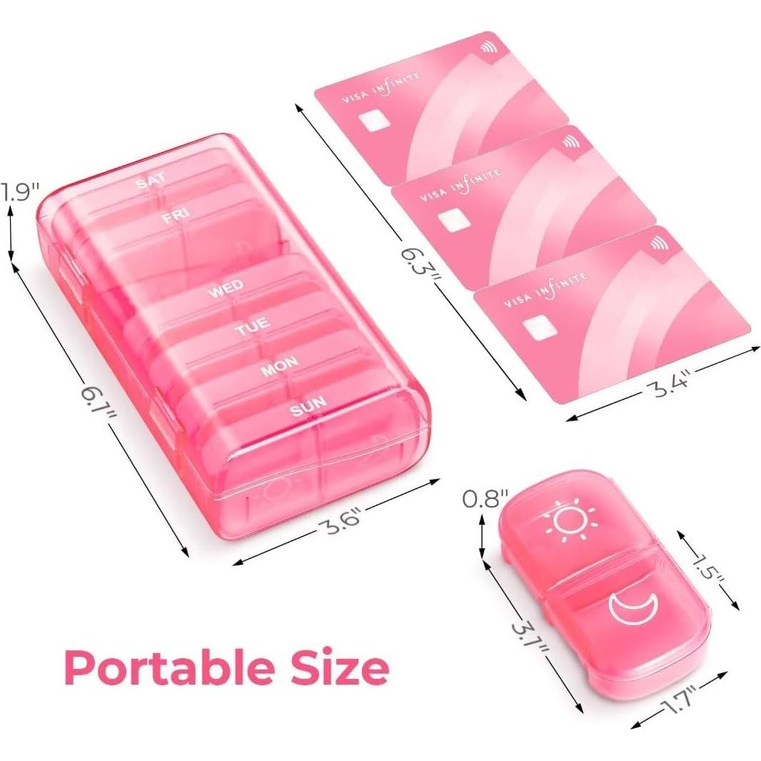 Organizador de Pastillas AUVON XL Semanal Rosa 2 Veces al Día