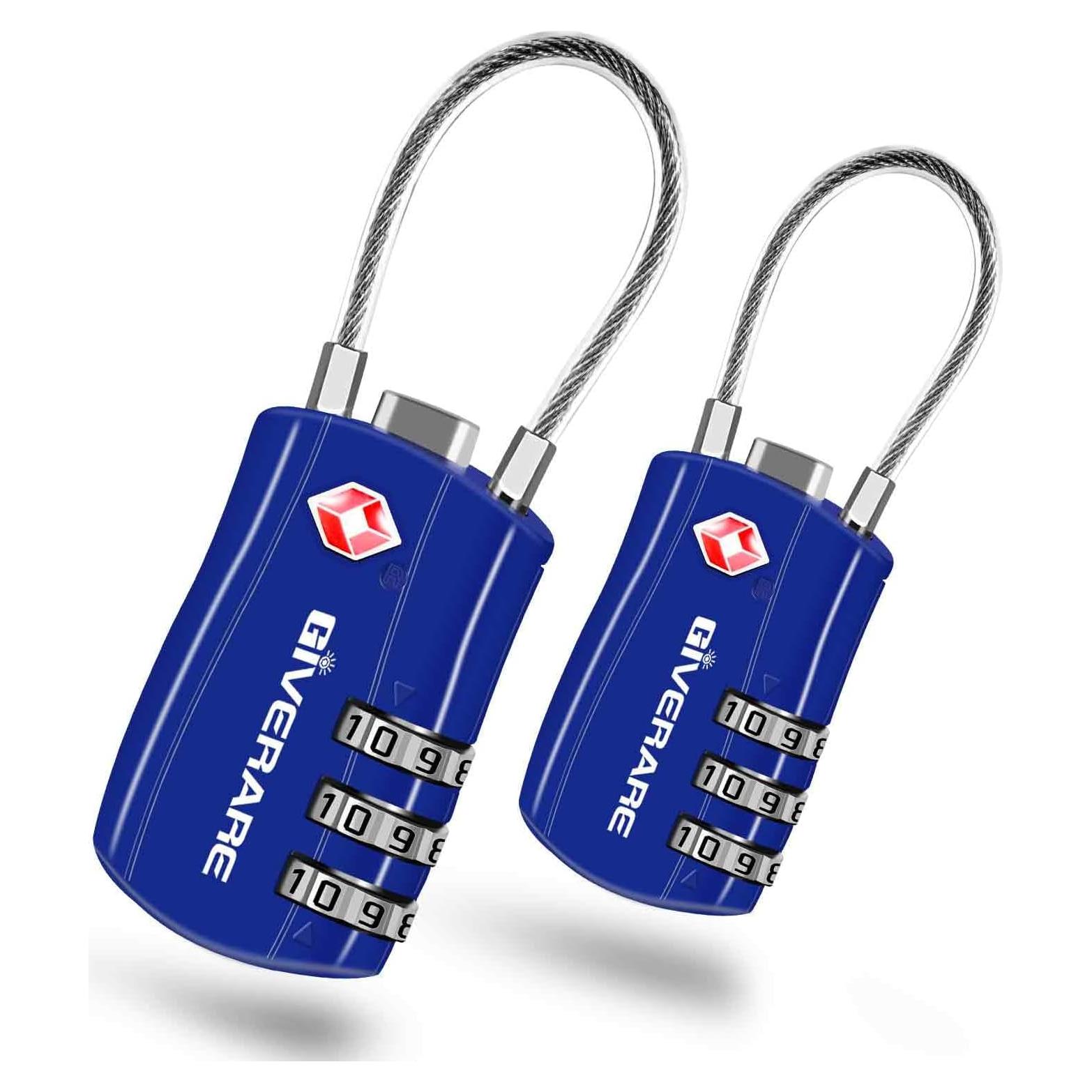 Candados de Equipaje TSA GIVERARE 2 Piezas Azul Irrompibles