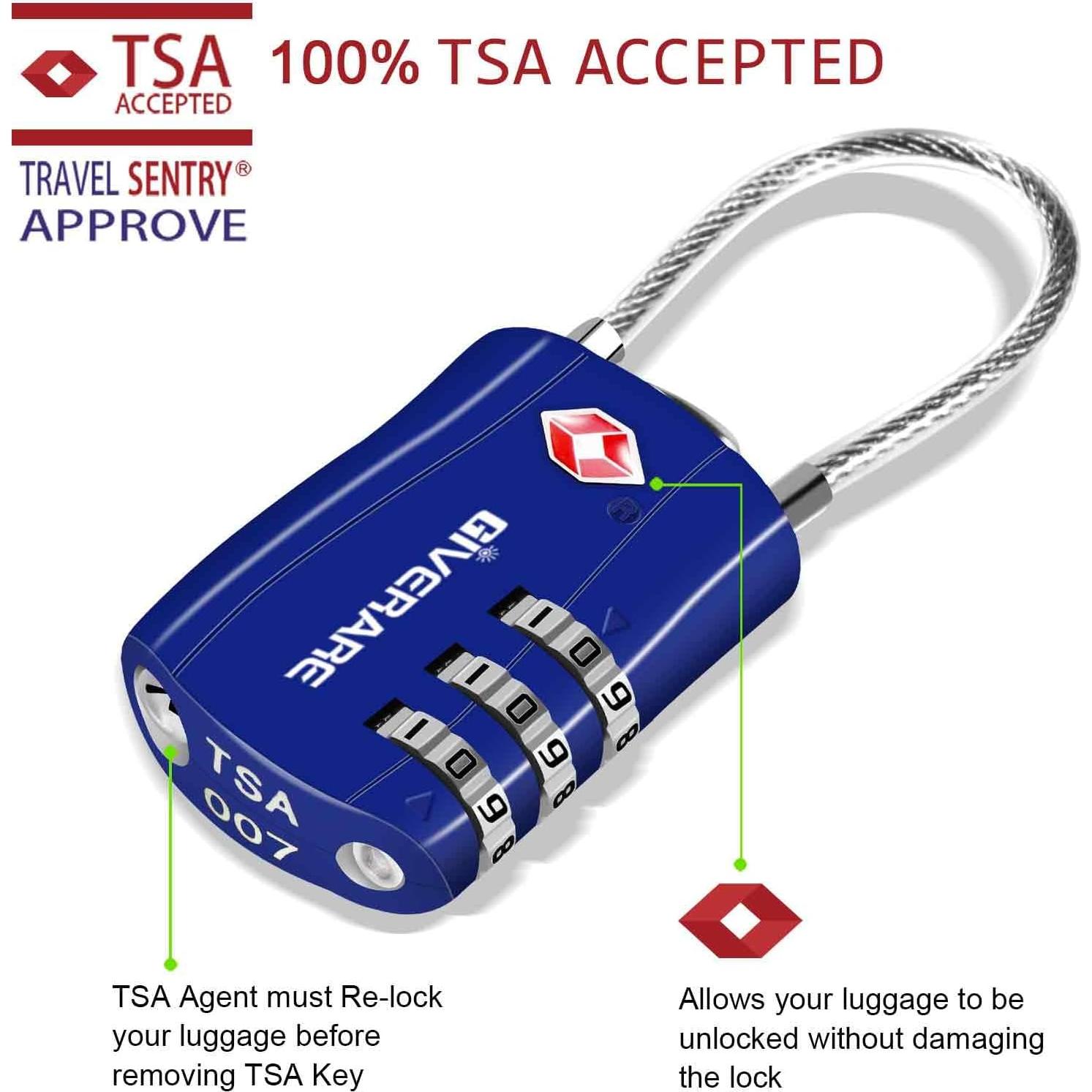 Candados de Equipaje TSA GIVERARE 2 Piezas Azul Irrompibles