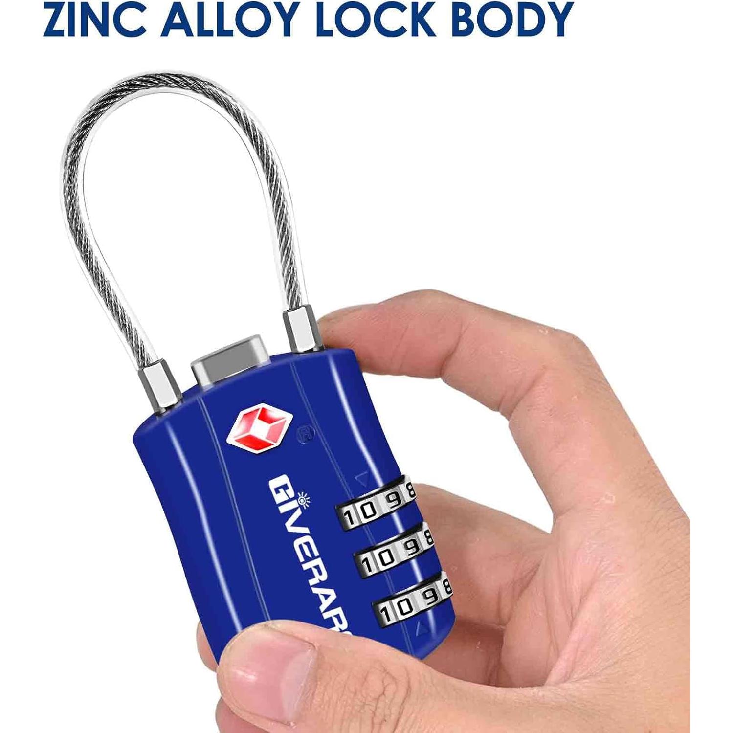 Candados de Equipaje TSA GIVERARE 2 Piezas Azul Irrompibles