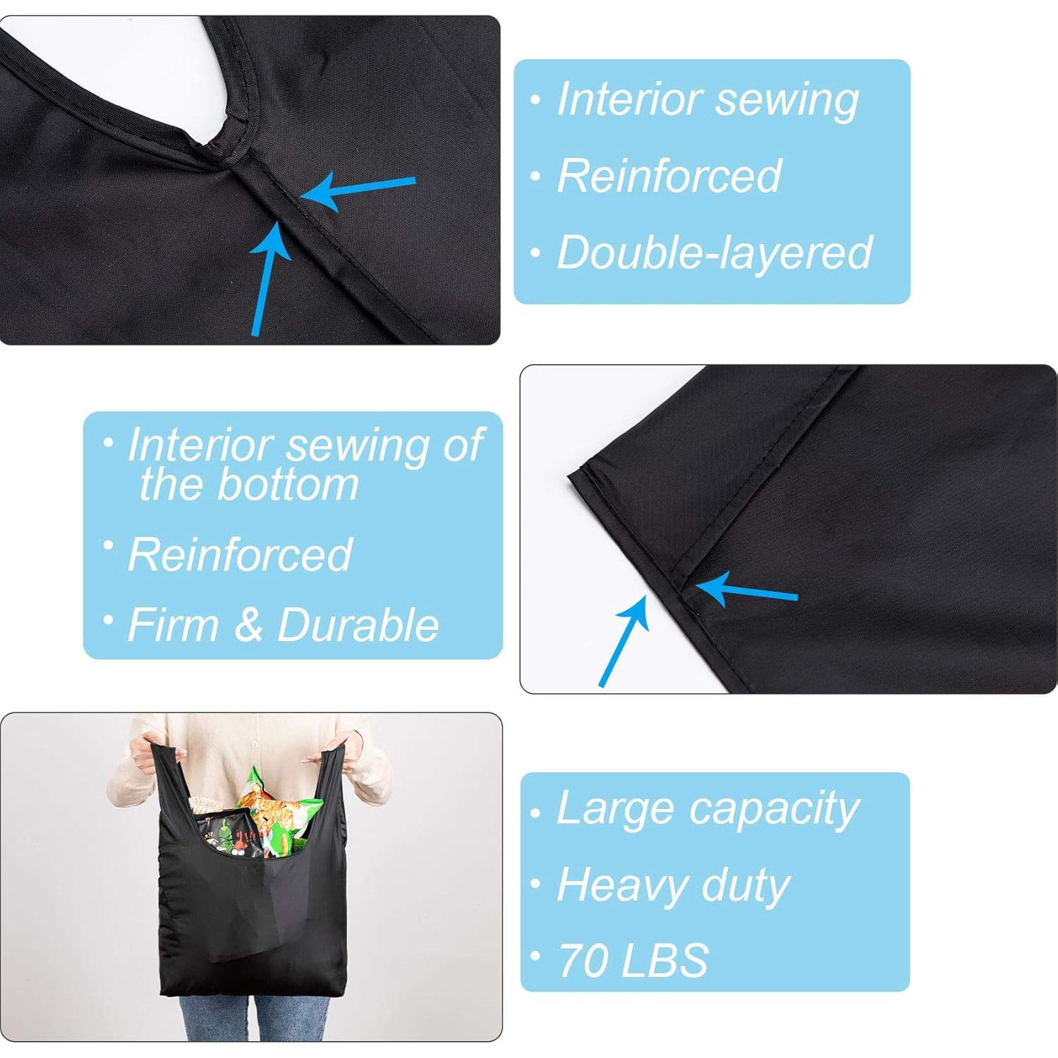 Bolsas Reutilizables Grandes CiCiGo 6 Piezas Lavables Negro