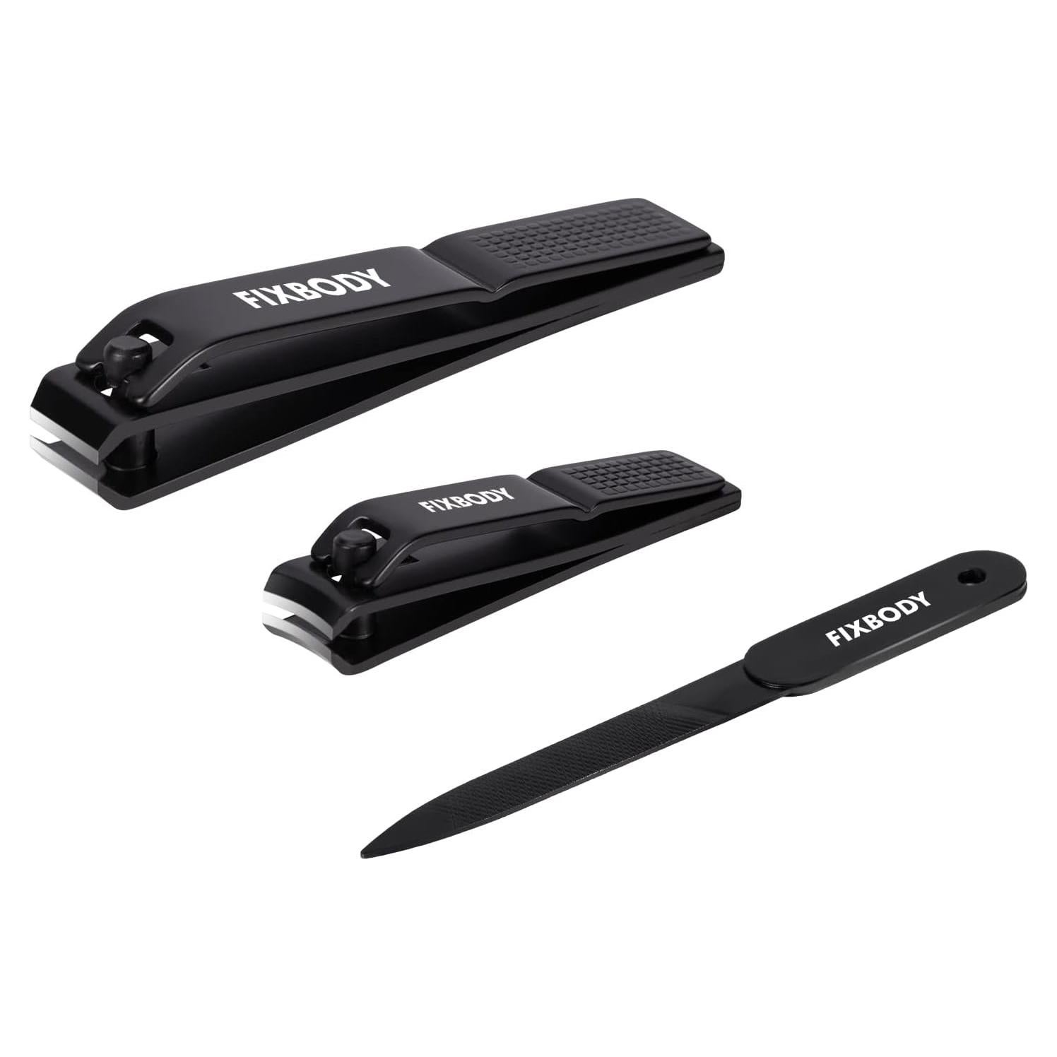 Juego de Cortauñas FIXBODY Acero Inoxidable Negro 2 Piezas