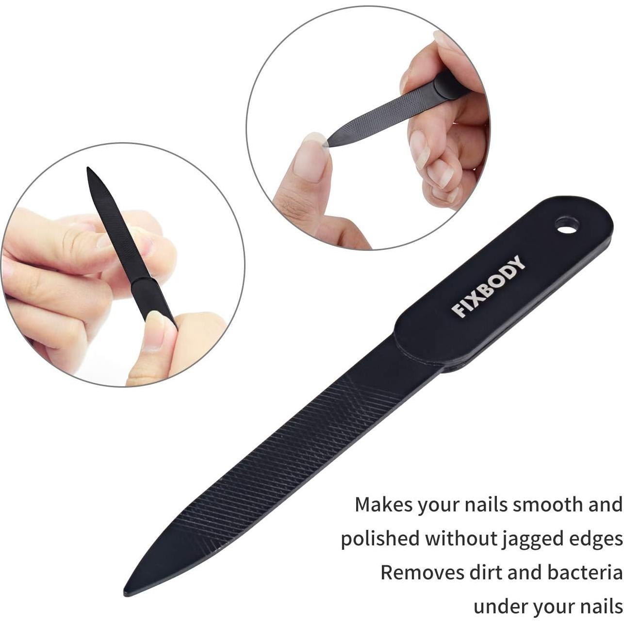 Juego de Cortauñas FIXBODY Acero Inoxidable Negro 2 Piezas