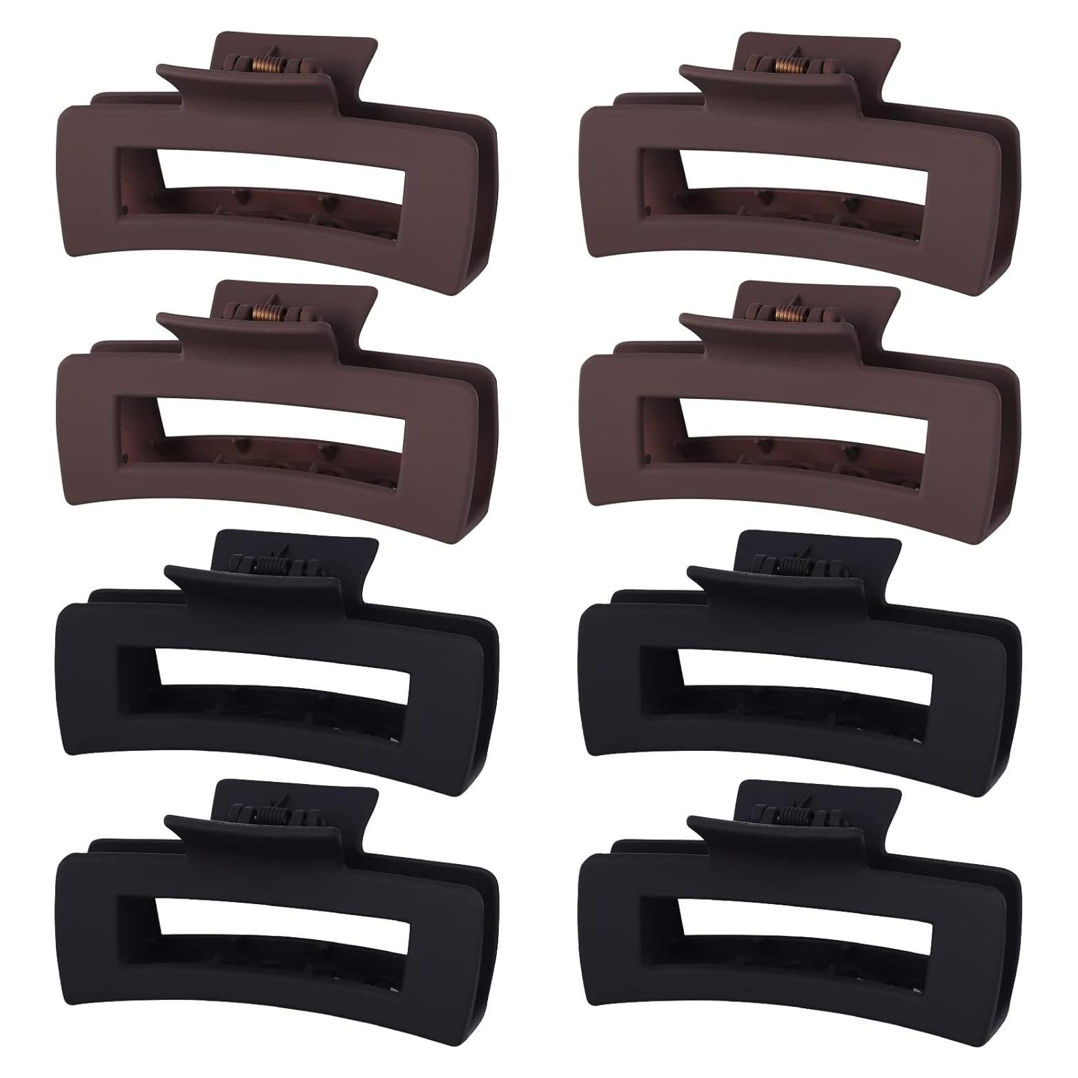 Clips de Pelo Antideslizantes Mandydov 10.4 cm 8 Pcs Negro y Gris