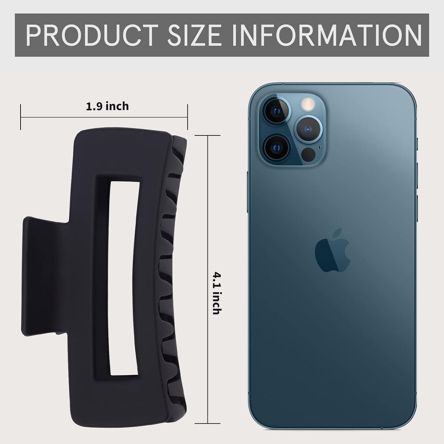 Clips de Pelo Antideslizantes Mandydov 10.4 cm 8 Pcs Negro y Gris