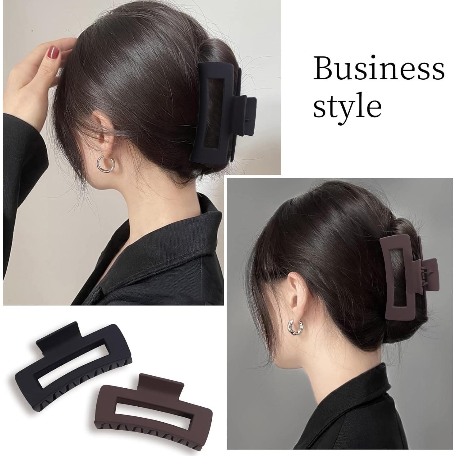 Clips de Pelo Antideslizantes Mandydov 10.4 cm 8 Pcs Negro y Gris
