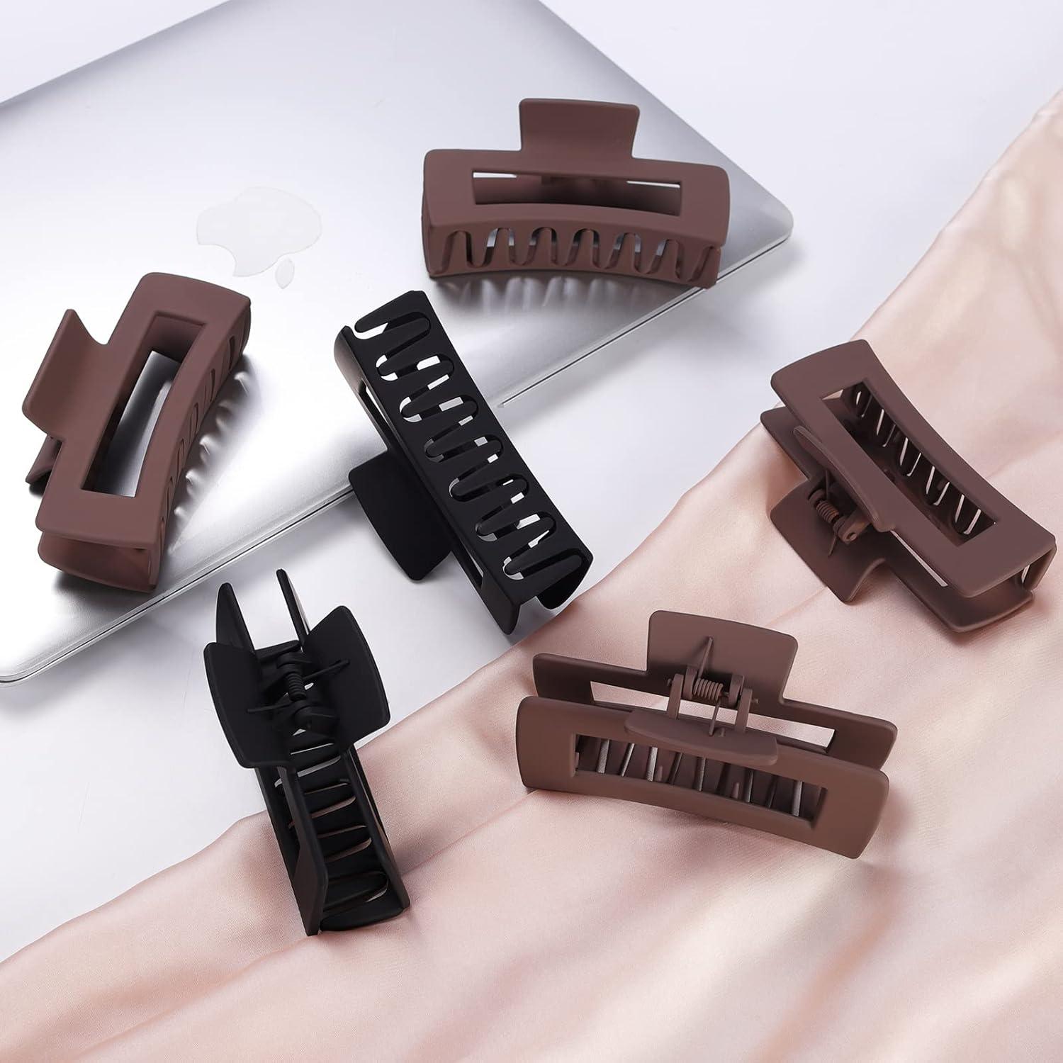 Clips de Pelo Antideslizantes Mandydov 10.4 cm 8 Pcs Negro y Gris