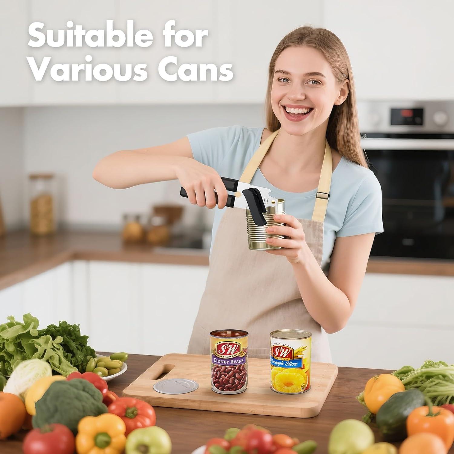 Abrelatas Manual COKORA Acero Inoxidable Negro Ergonómico