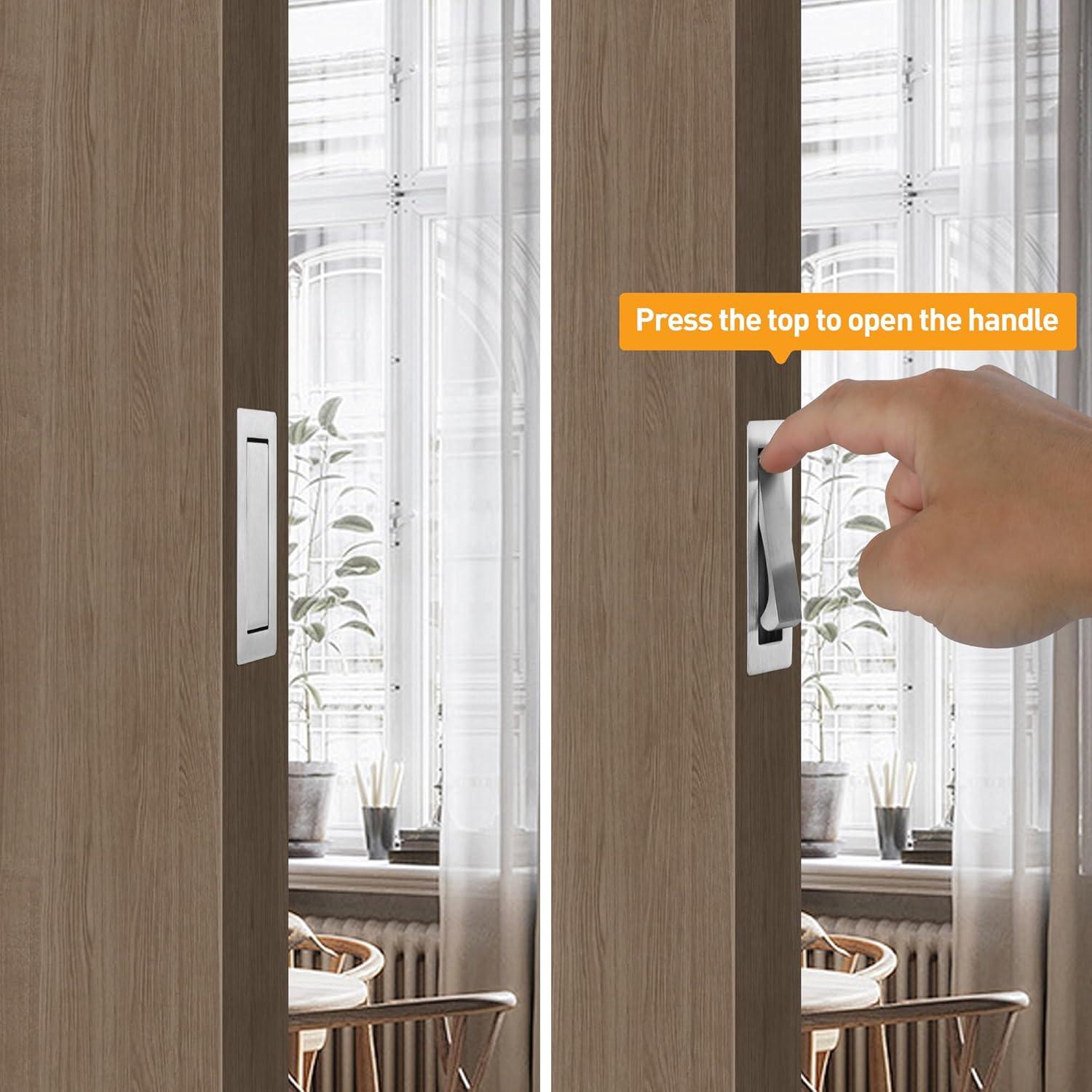 Tirador de puerta pocket Vancoho acero inoxidable cepillado 8x2.2cm