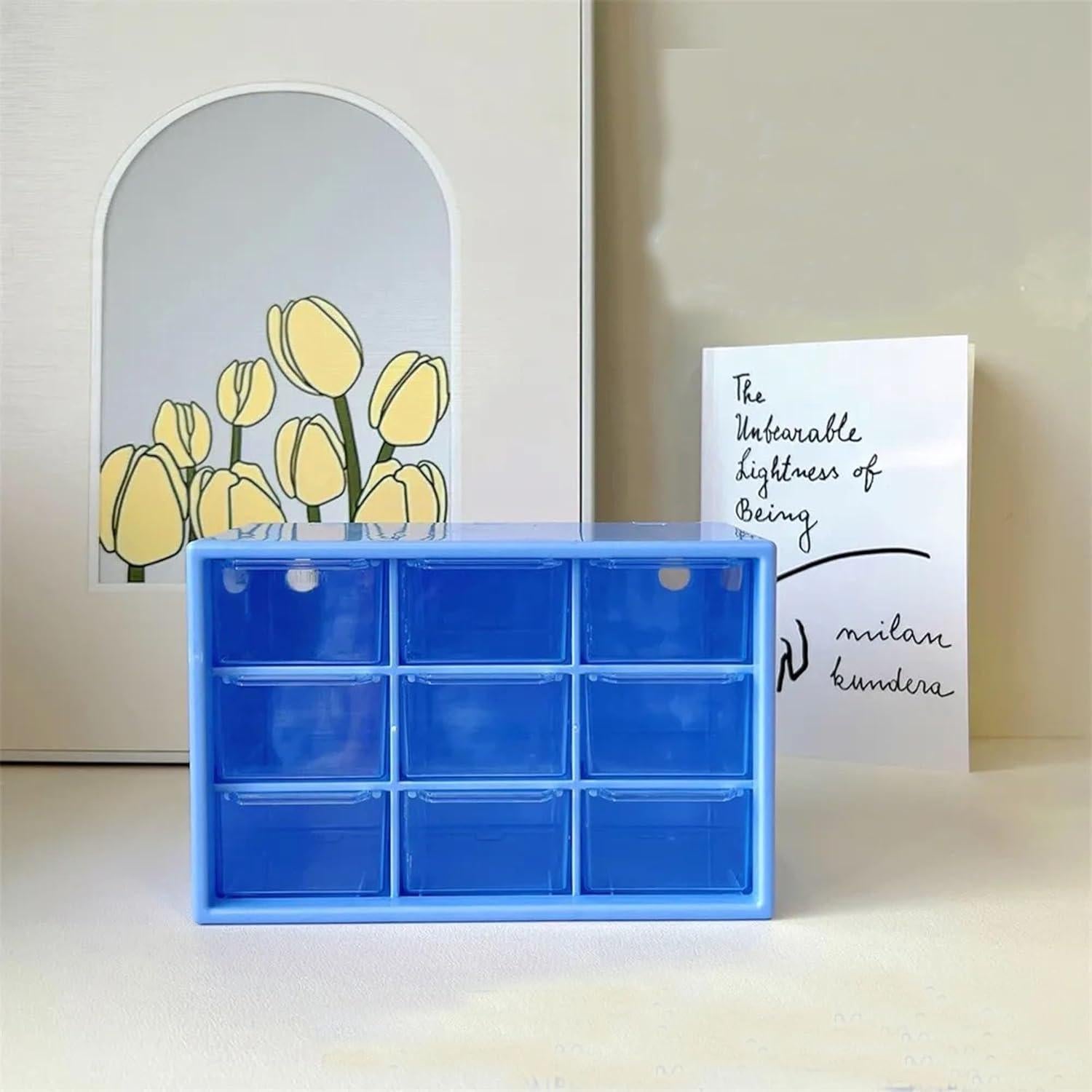 Organizador de Cajón de Escritorio Feadily 2PCS 9 Cajones Azul