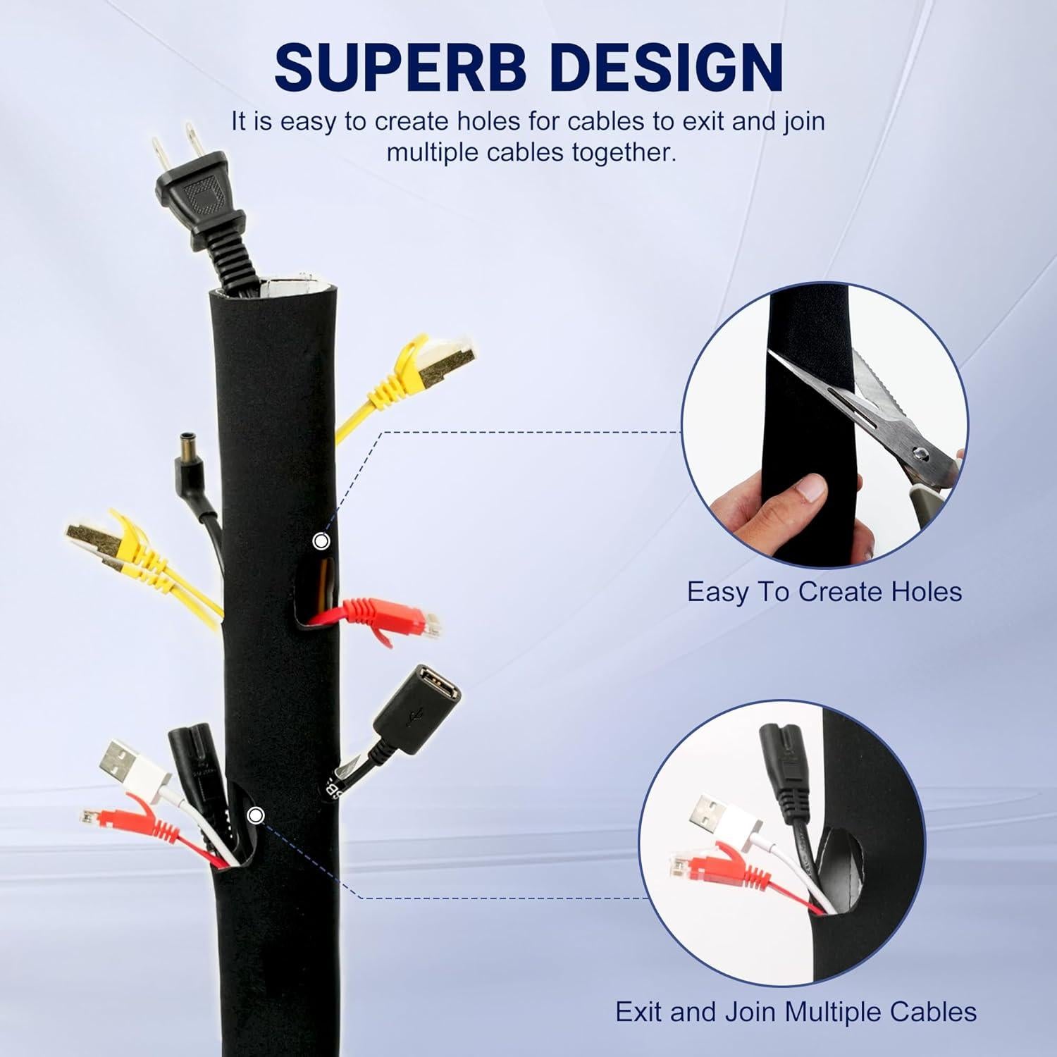 Manga Organizador de Cables Neopreno 1.0m CableGeeker