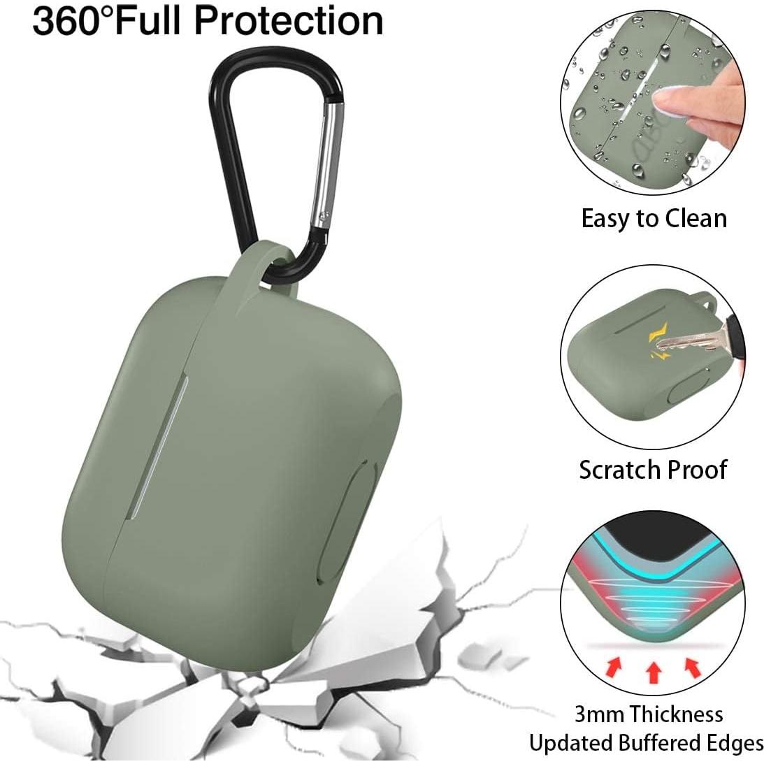 Lerobo Compatible with AirPods Pro Case Cover,Soft Silicone Protective Cases Cover Skin Designed for Apple AirPod Pro Charging Case Women Men with Keychain Front LED Visible,Army Green