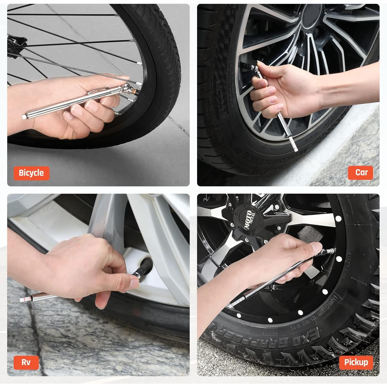 Medidor de Presión de Neumáticos ETENWOLF 10-120 PSI con 16 Tapas