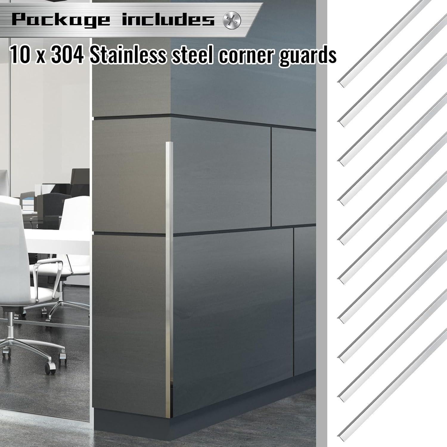 Protectores de Esquinas Autoadhesivos Therwen 10 Pcs Acero Inoxidable